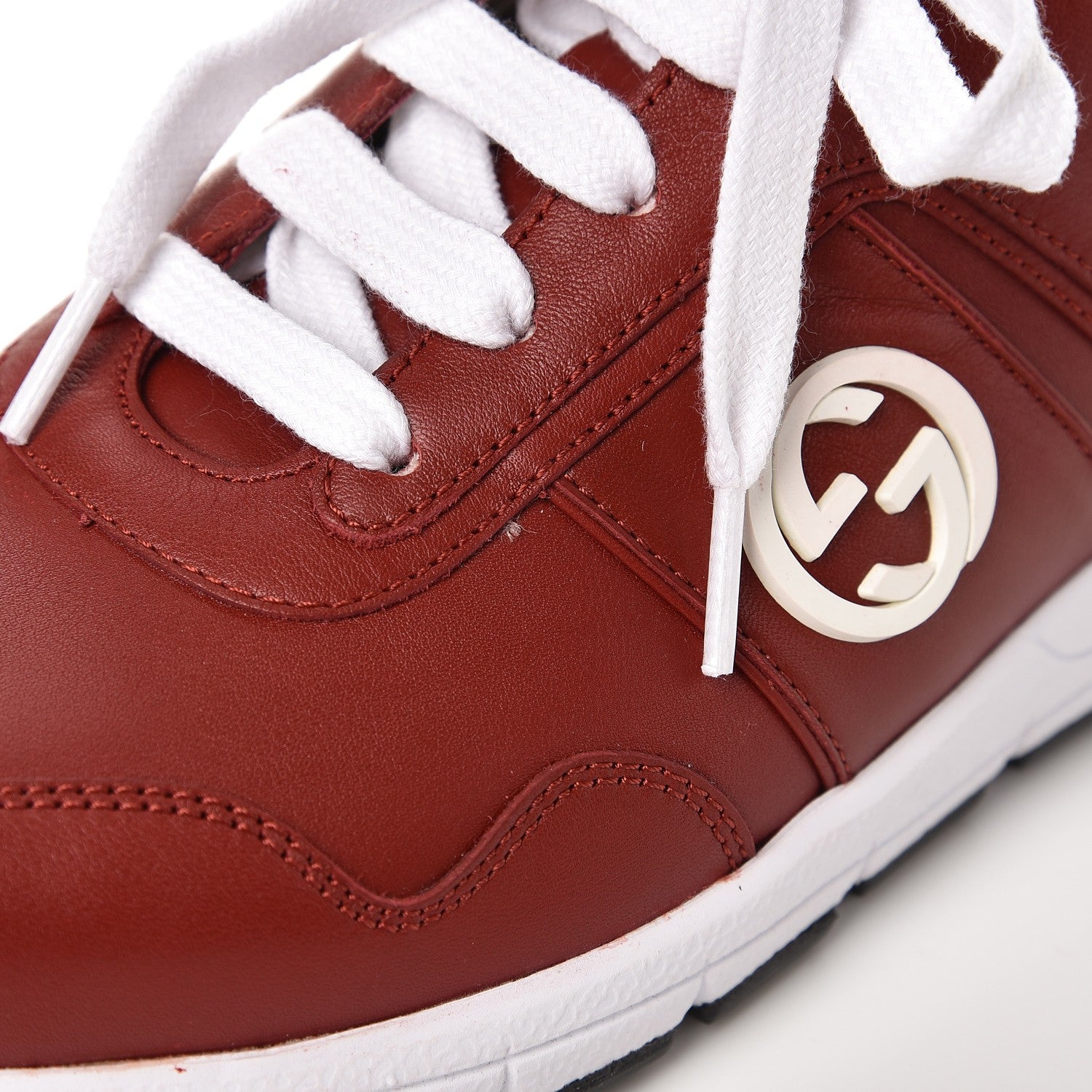 Gucci Calfskin Womens Interlocking G Sneakers 37 Red 10 of 10