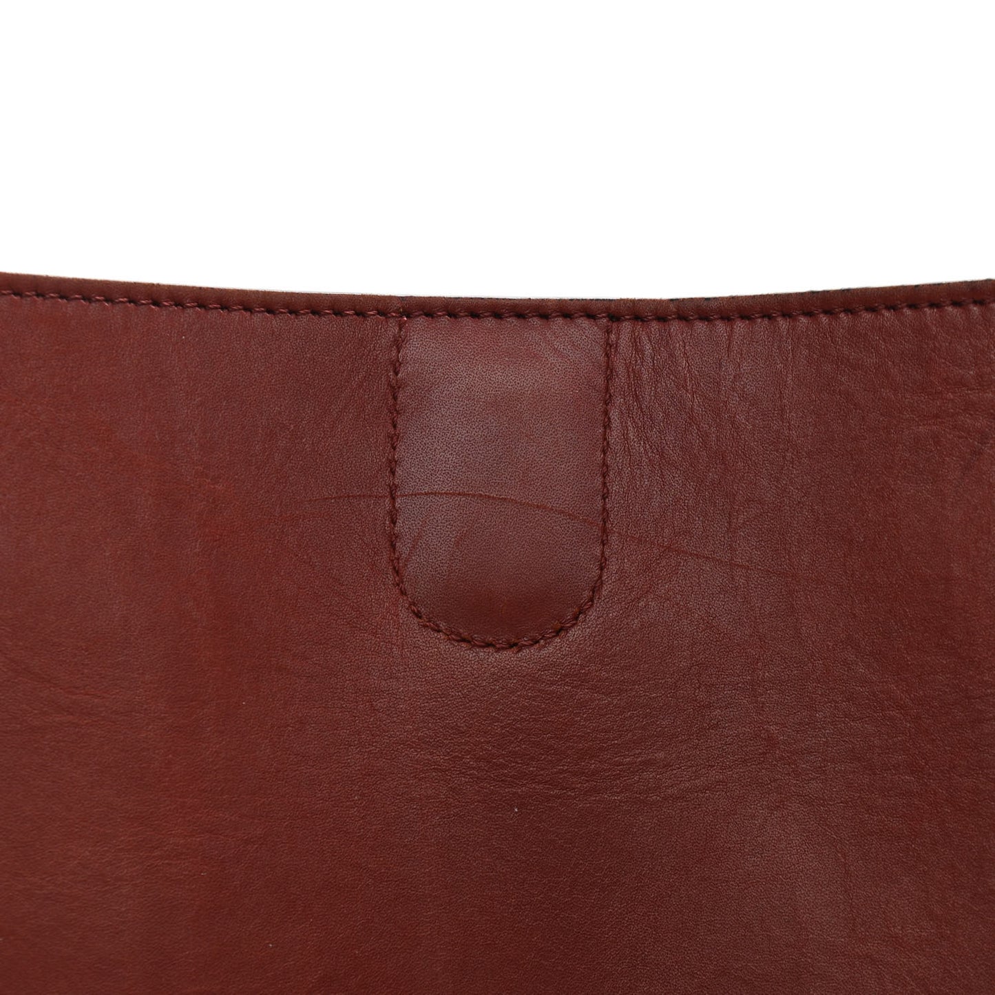 Natural Calfskin Sangle Bucket Bag Red Wood
