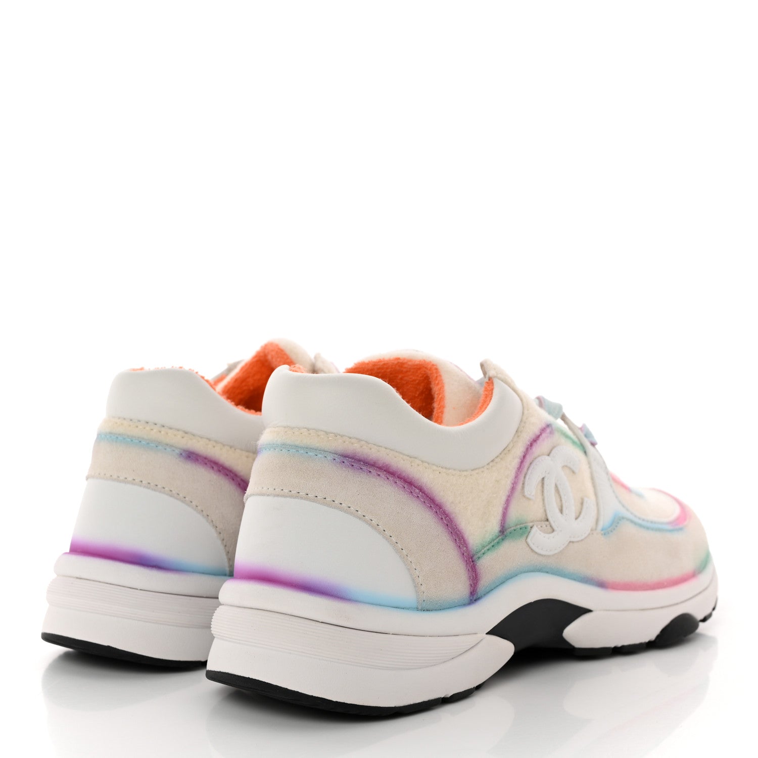 Chanel Wool Suede Calfskin CC Sneakers 40.5 Multicolor 4 of 9