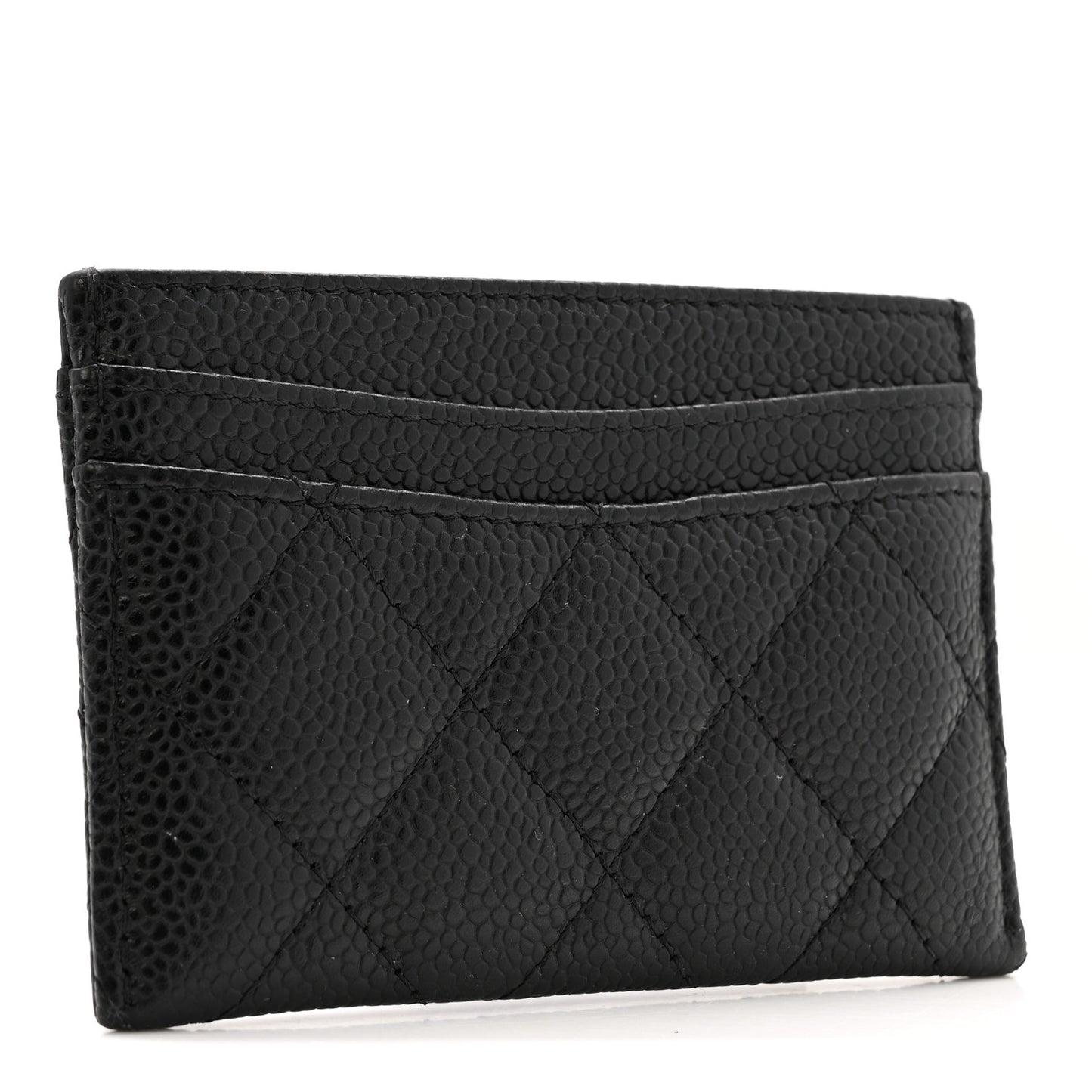 Caviar Quilted Card Holder Black