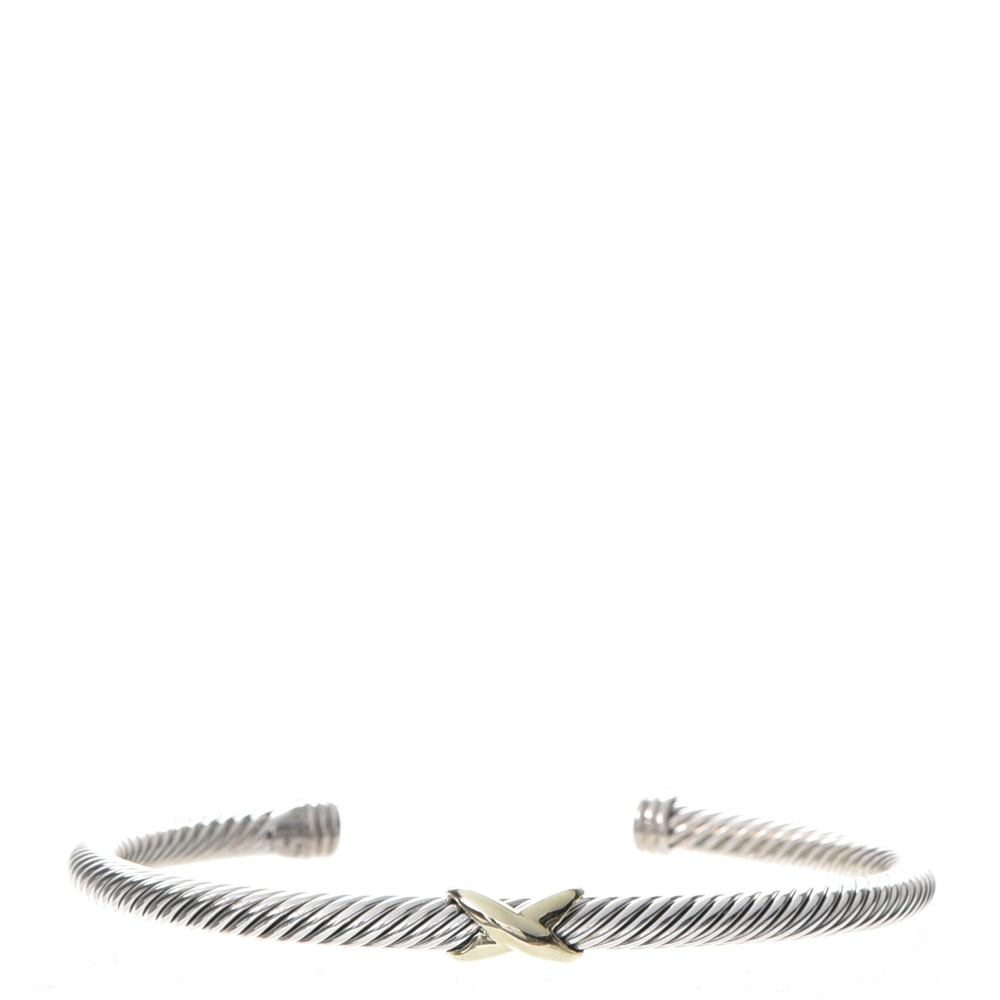 Sterling Silver 18K Yellow Gold 4mm X Station Cable Bracelet