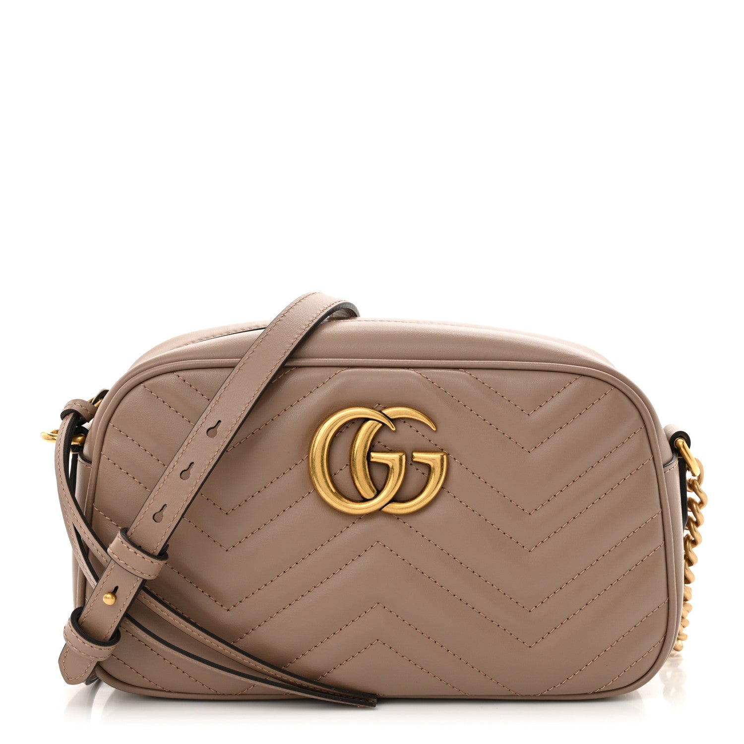 Gucci Calfskin Matelasse Small GG Marmont Chain Shoulder Bag Porcelain Rose 1 of 10