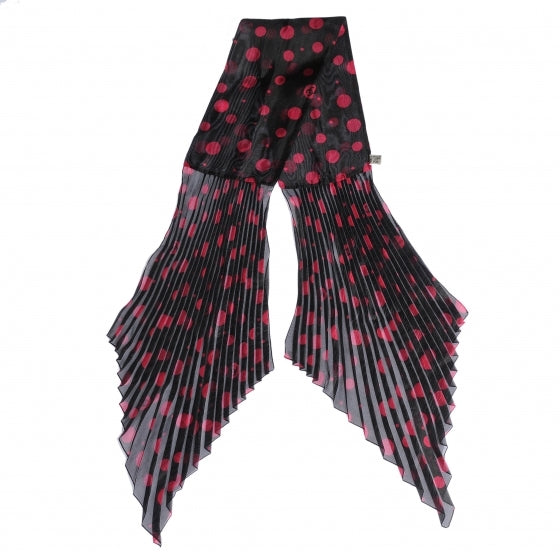 Chanel Silk Pleated Polka Dot Scarf Black 1 of 4