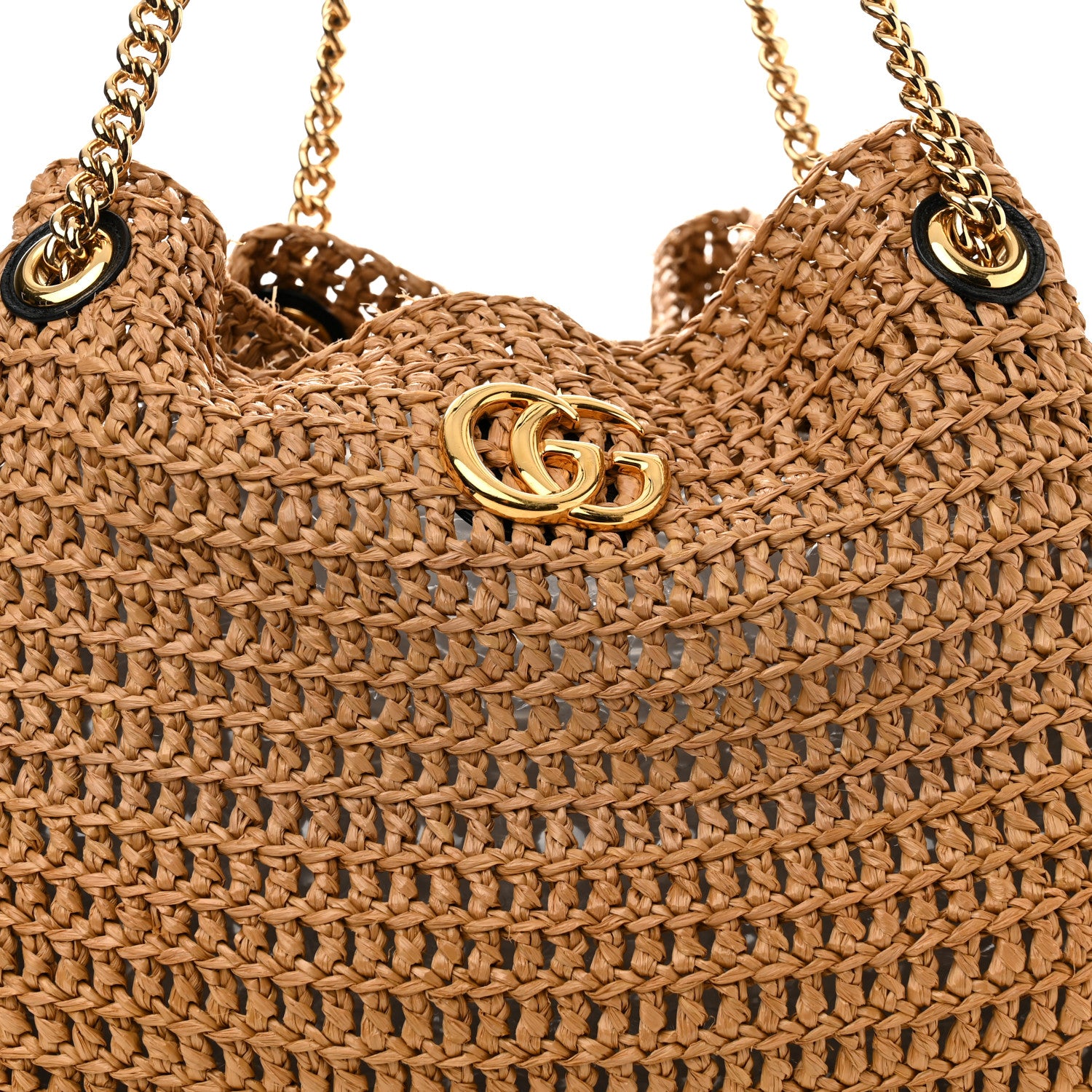 Gucci Raffia Effect Large GG Marmont Shoulder Tote Bag Natural Black 10 of 10