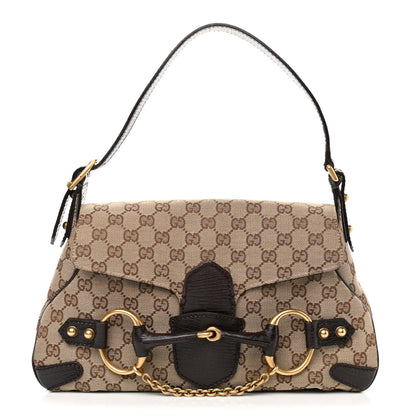 Gucci Monogram Horsebit Chain Flap Shoulder Bag Brown 1 of 12