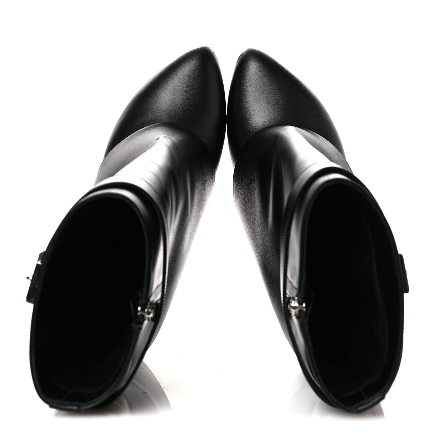 Calfskin Shark Lock Ankle Boots 41 Black