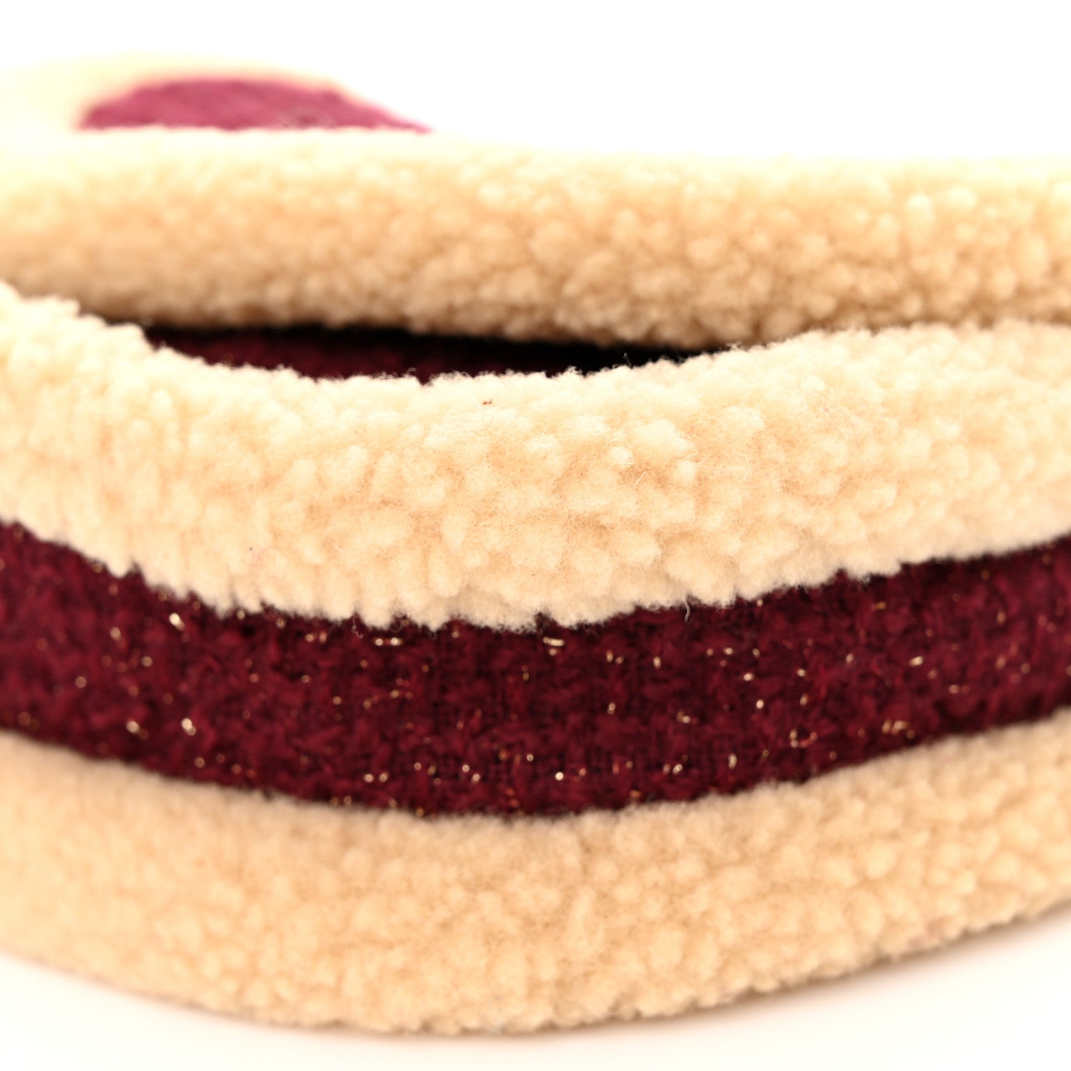 Chanel Tweed Shearling Quilted Messenger Flap Burgundy 10 of 10