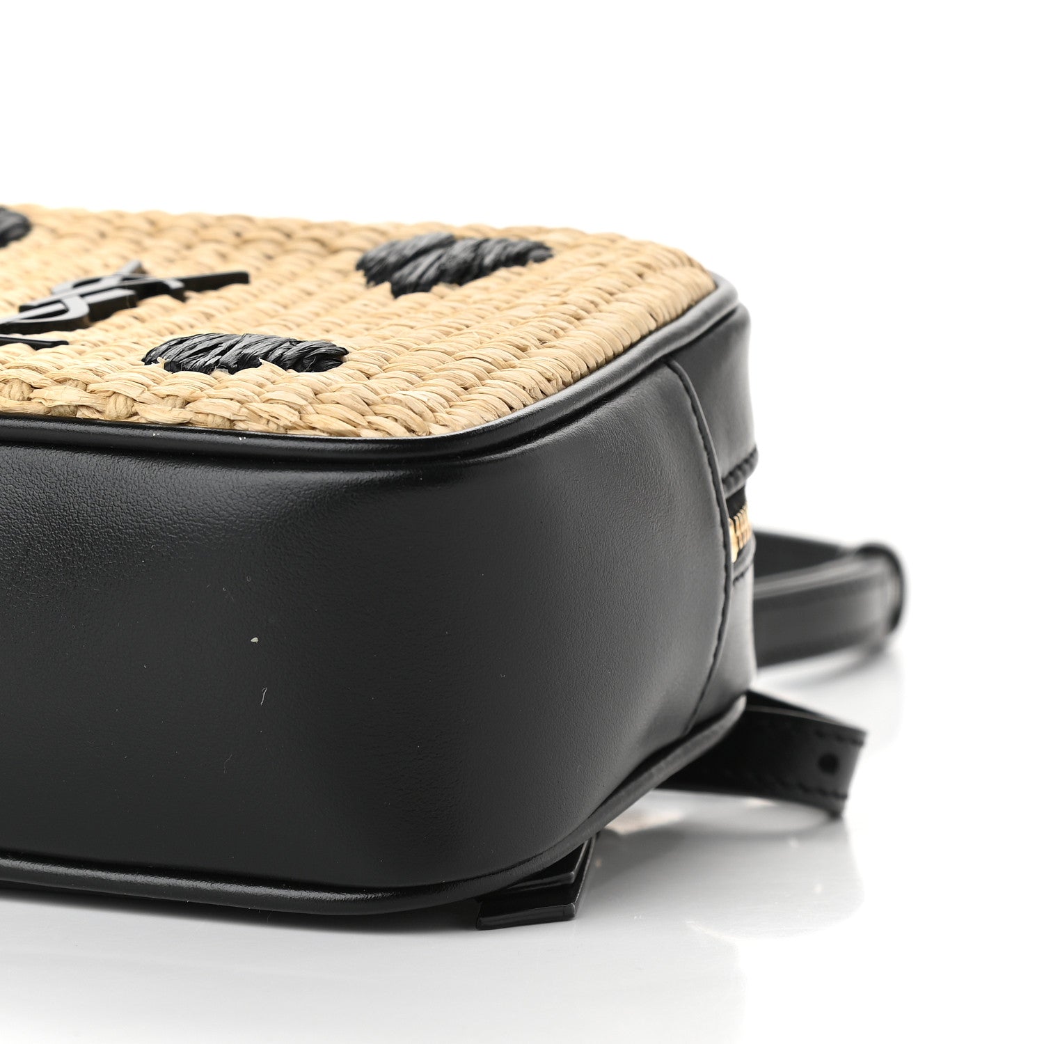Saint Laurent Raffia Canvas Monogram Lou Heart Belt Bag Beige Black 8 of 8