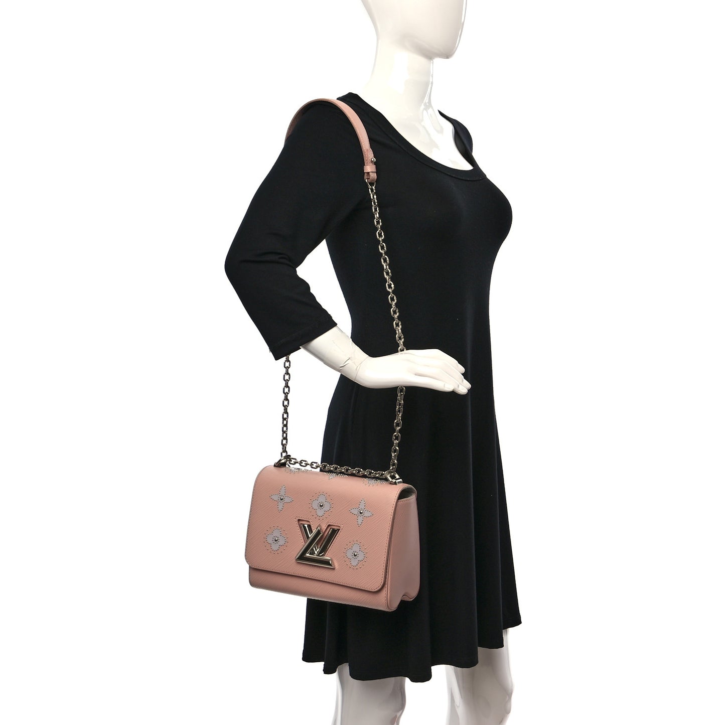 Epi Mechanical Flowers Twist Shoulder Bag MM Rose Ballerine