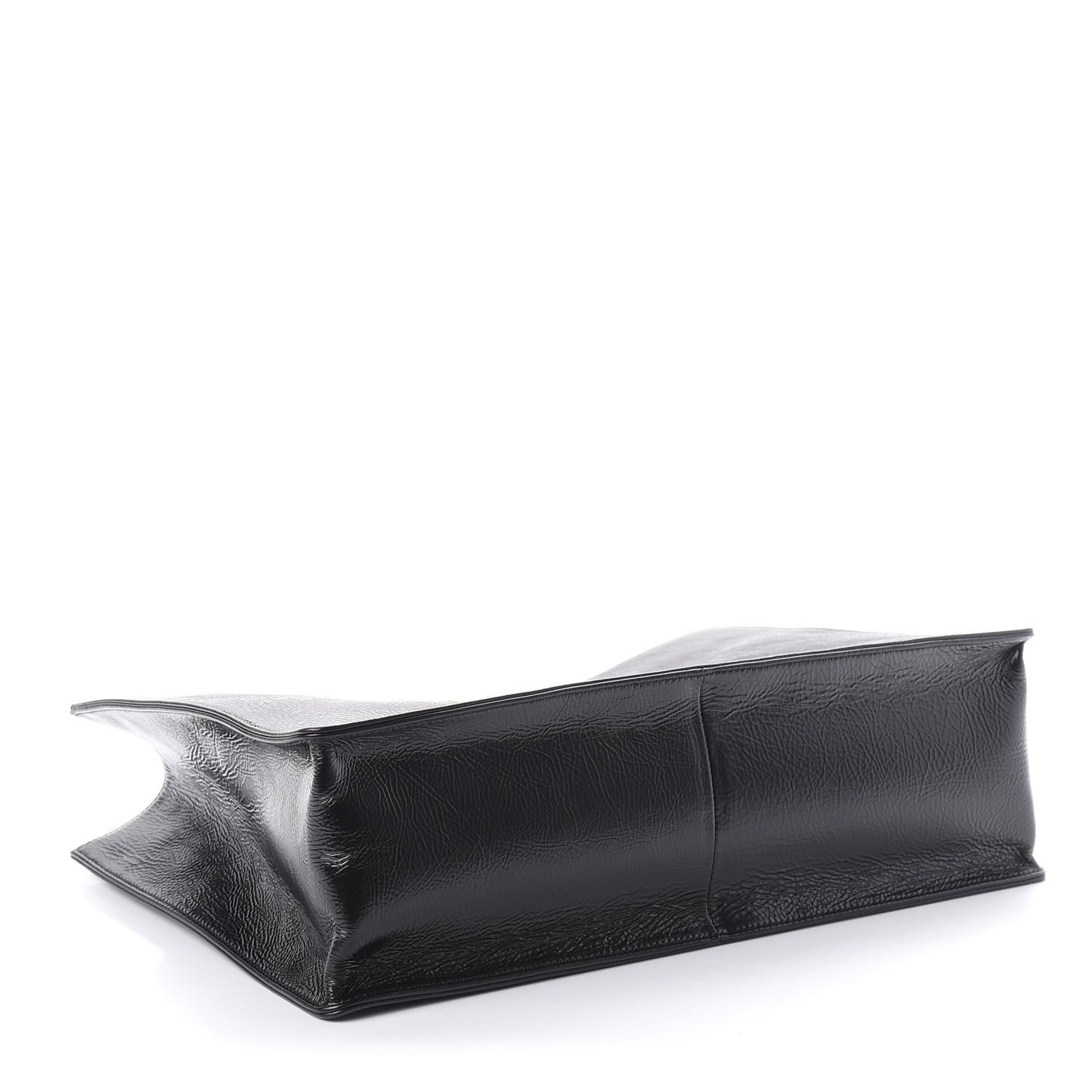 Shiny Aged Calfskin Shopping Bag Black