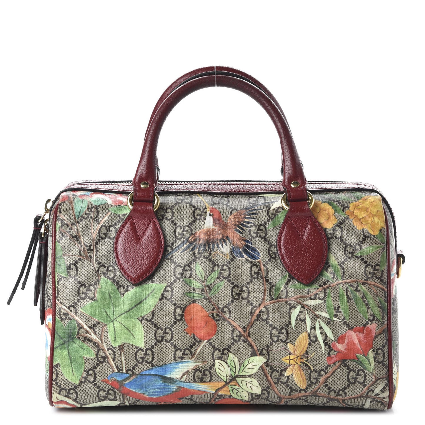 GG Supreme Monogram Tian Small Boston Beige Multicolor Red