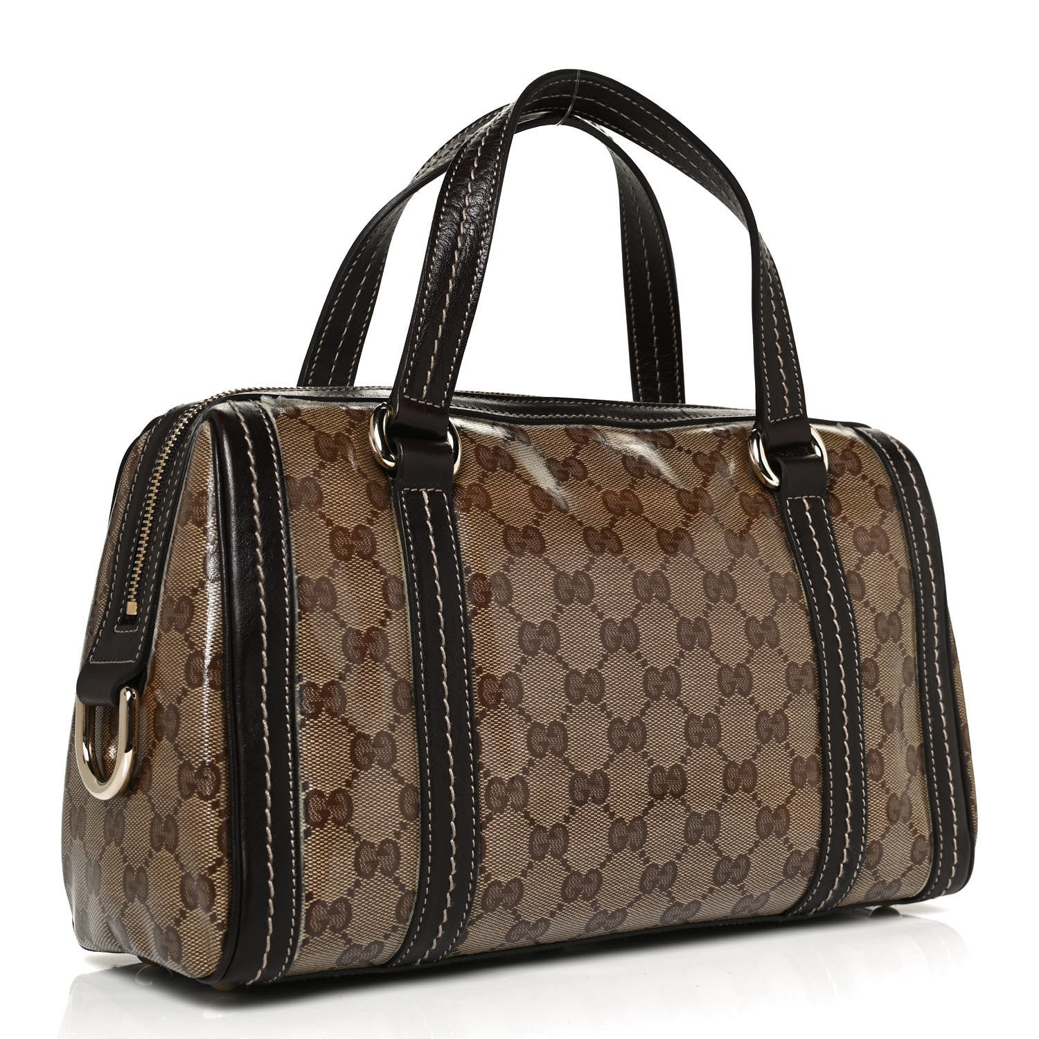 Gucci Crystal Monogram Duchessa Boston Bag Brown 3 of 12