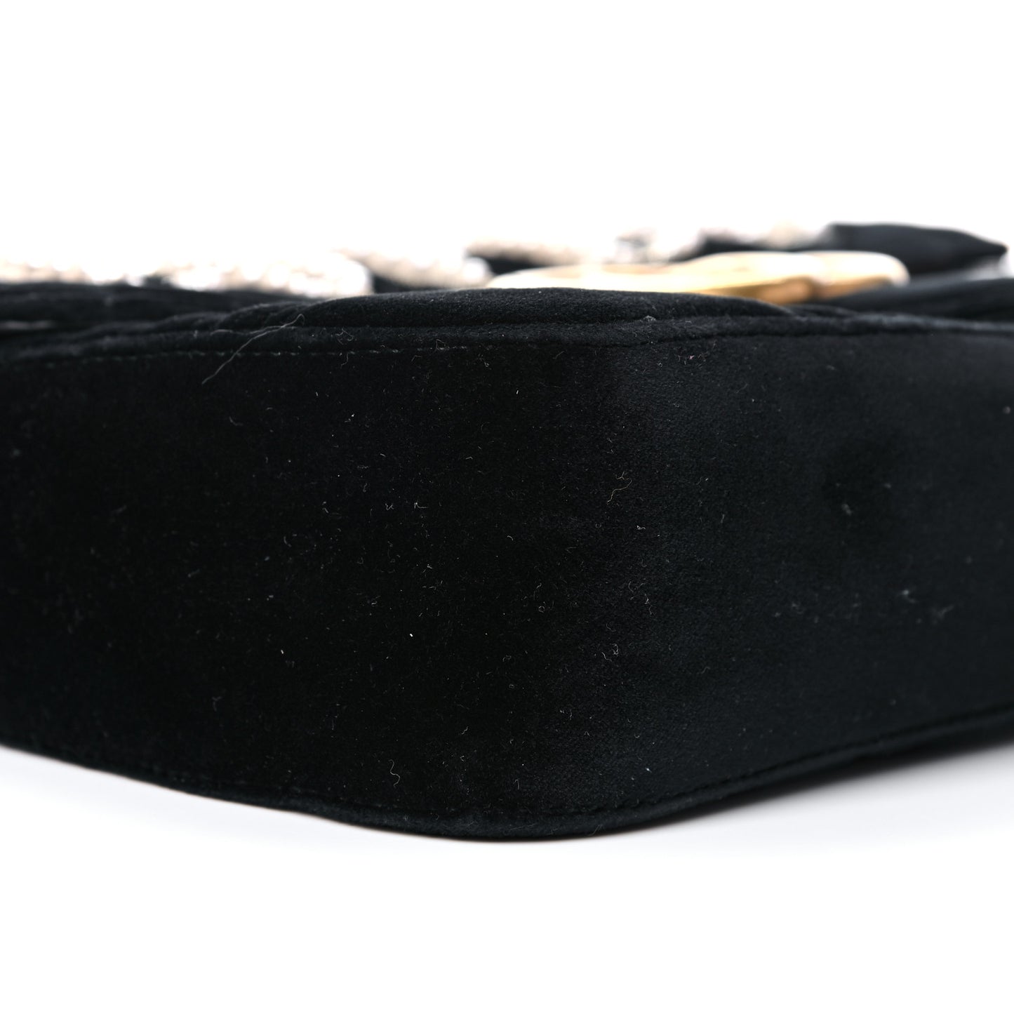 Velvet Matelasse Loved Embroidered Medium GG Marmont Shoulder Bag Black