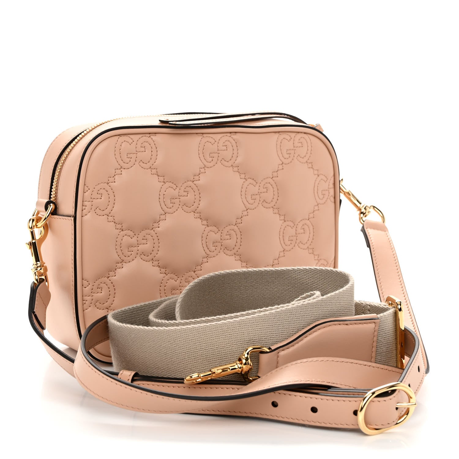 Gucci Calfskin GG Matelasse Small Shoulder Bag Pink Sand Natural 3 of 9