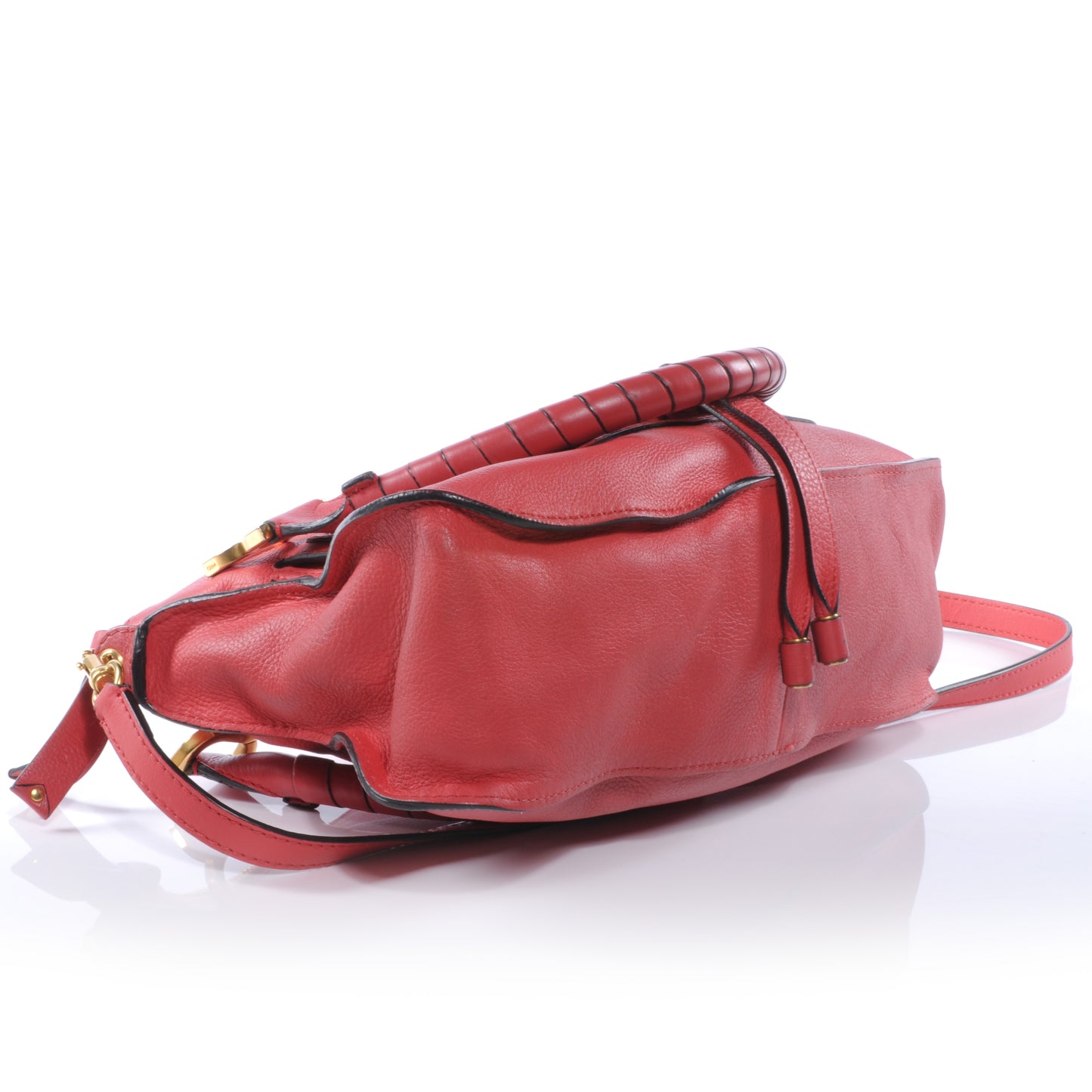 Calfskin Small Marcie Satchel Fetish Red