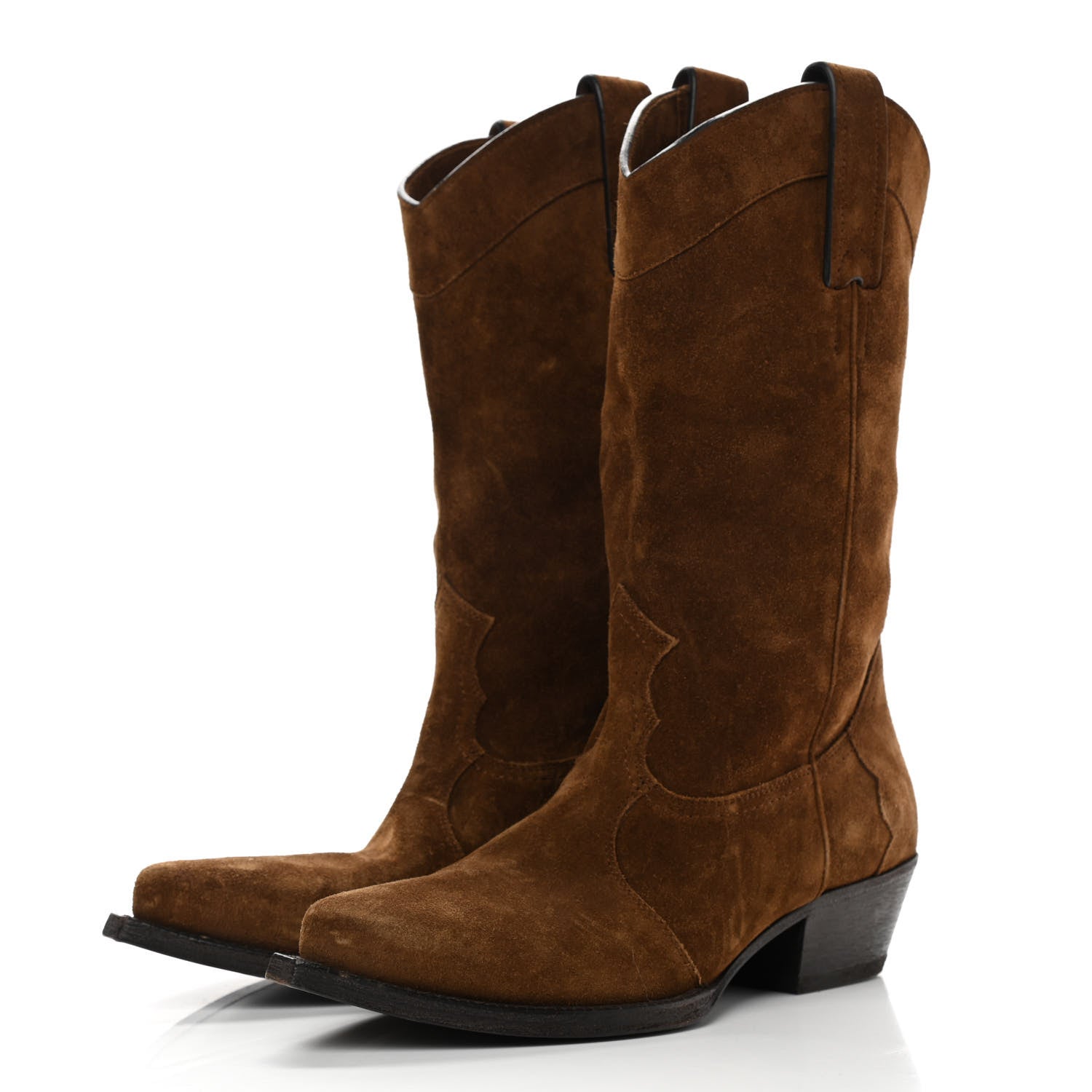Saint Laurent Suede Houston Cowboy Boots 37 Brown 3 of 10