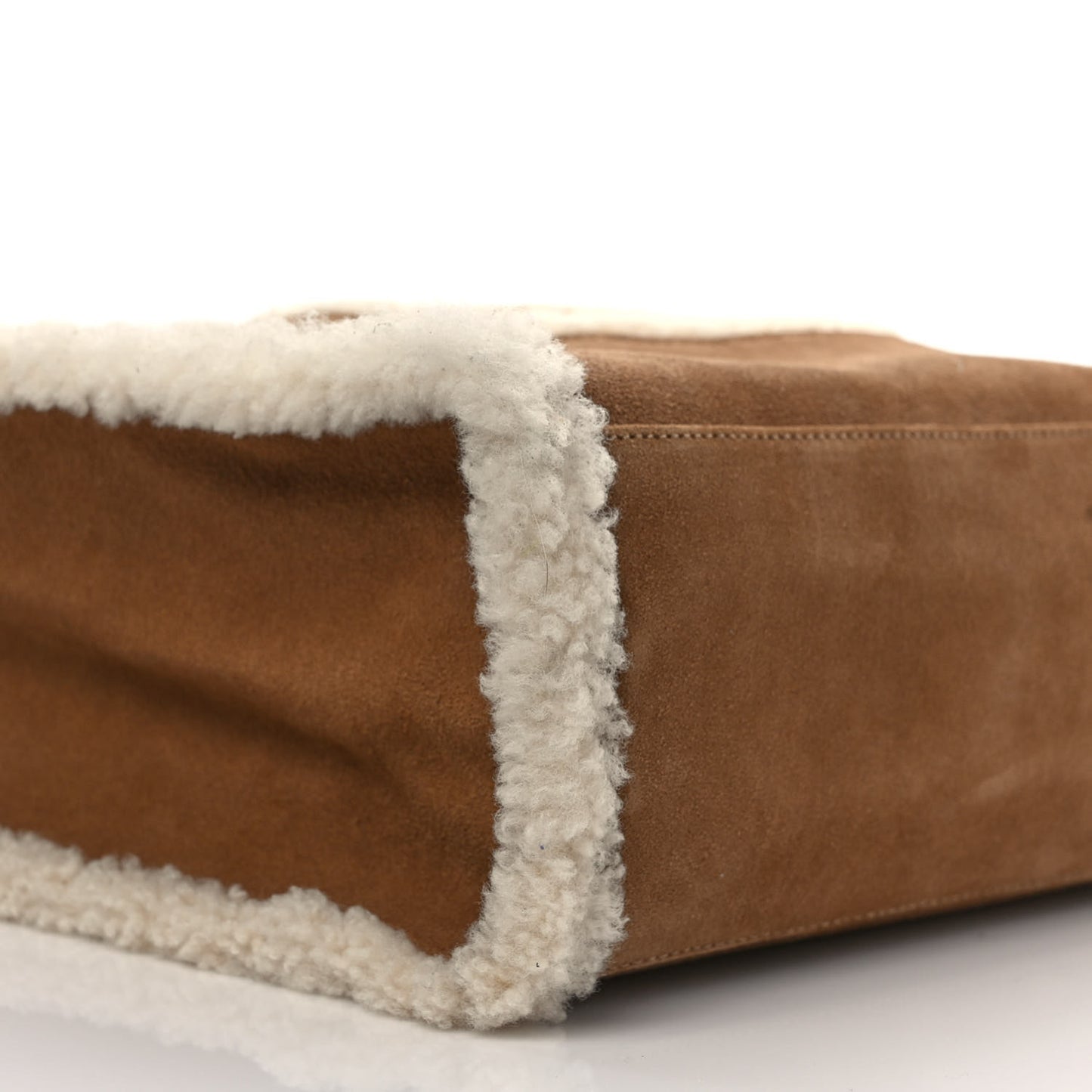 X UGG Suede Shearling Medium Shopping Bag Chestnut
