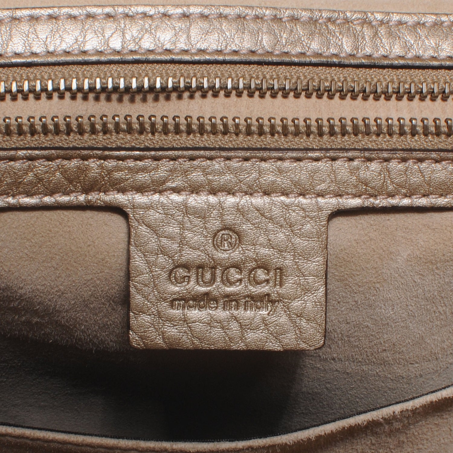 Gucci Metallic Pebbled Calfskin Medium 1973 Top Handle Satchel Golden Beige 6 of 8