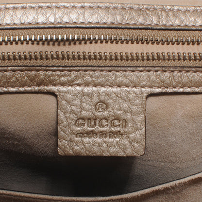 Gucci Metallic Pebbled Calfskin Medium 1973 Top Handle Satchel Golden Beige 6 of 8