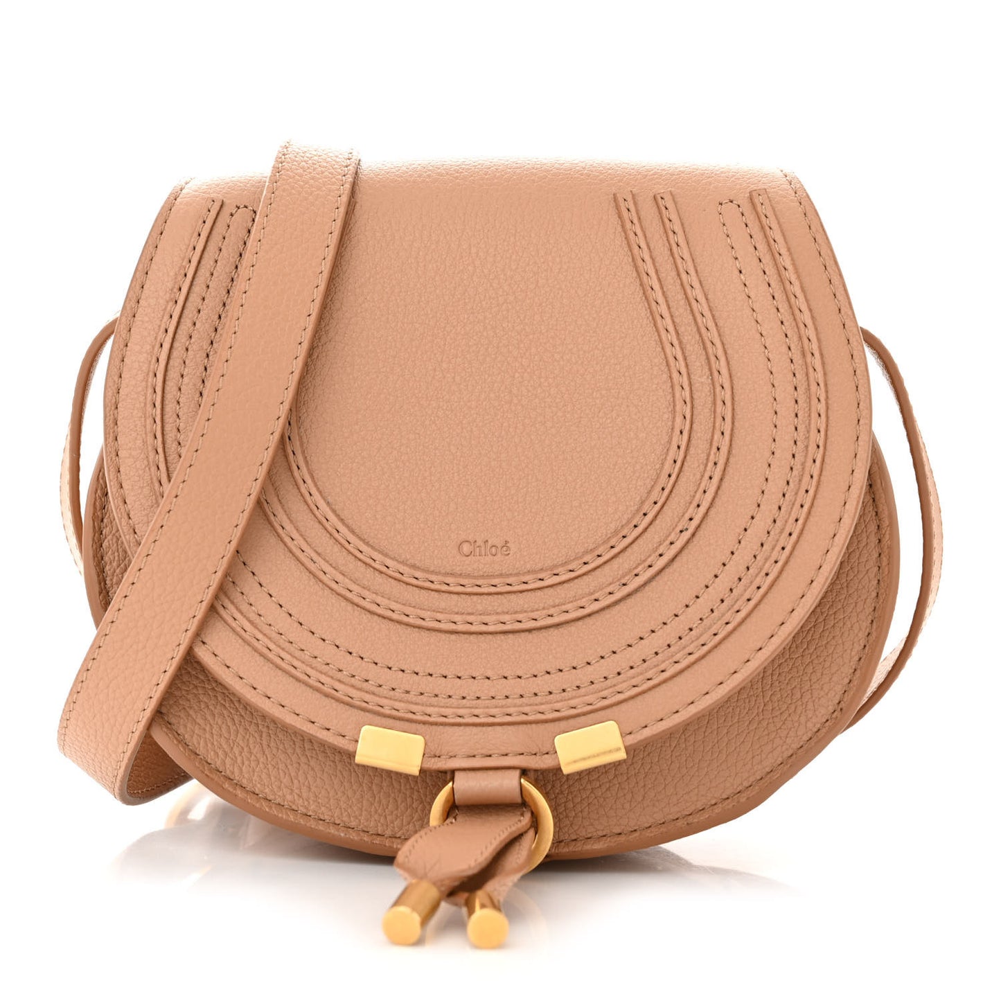 Grained Calfskin Small Marcie Saddle Bag Wood Rose