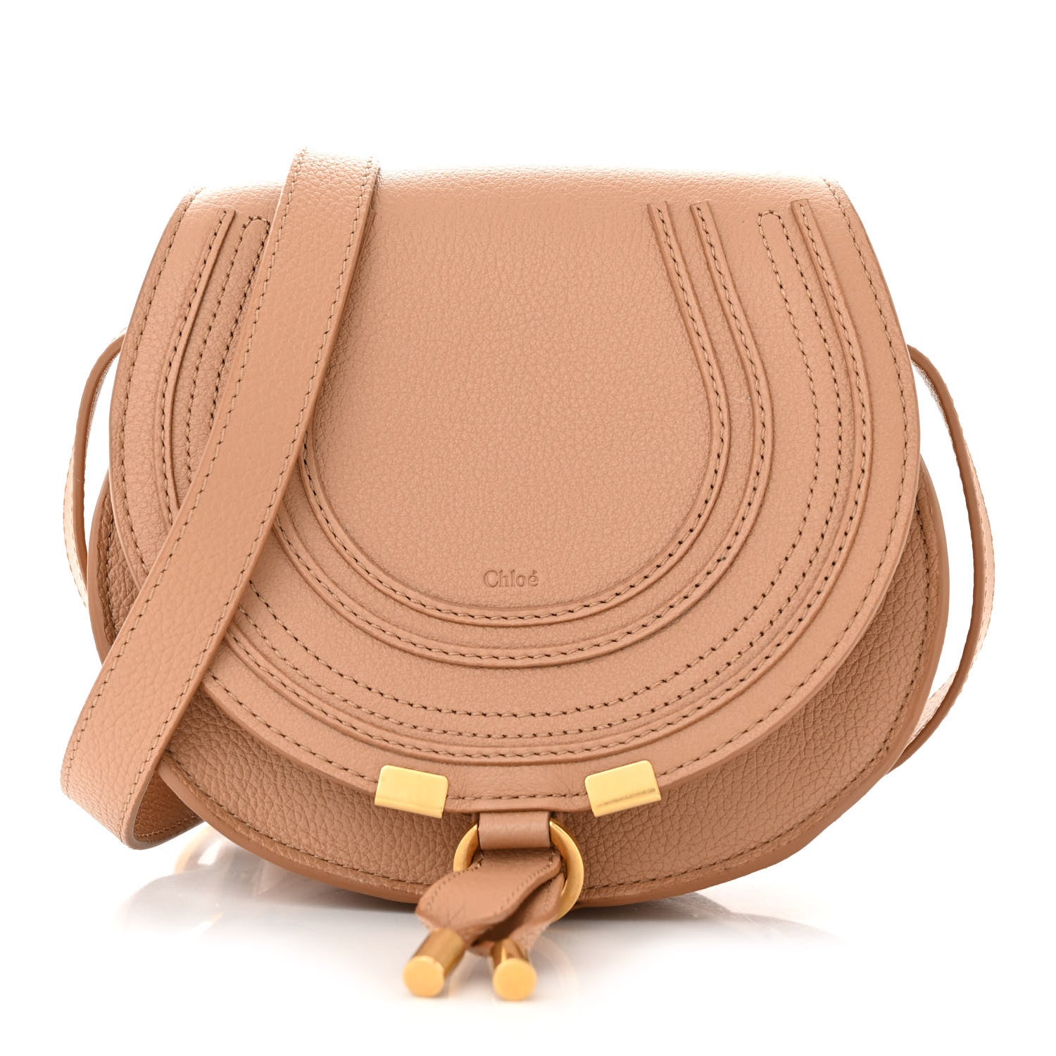 Chloe Grained Calfskin Small Marcie Saddle Bag Wood Rose 1 of 10
