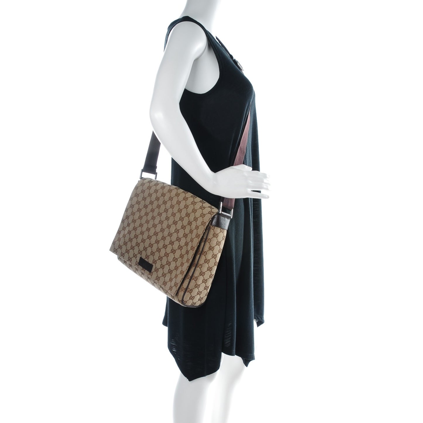 Monogram Small Flap Messenger Bag Beige Dark Brown