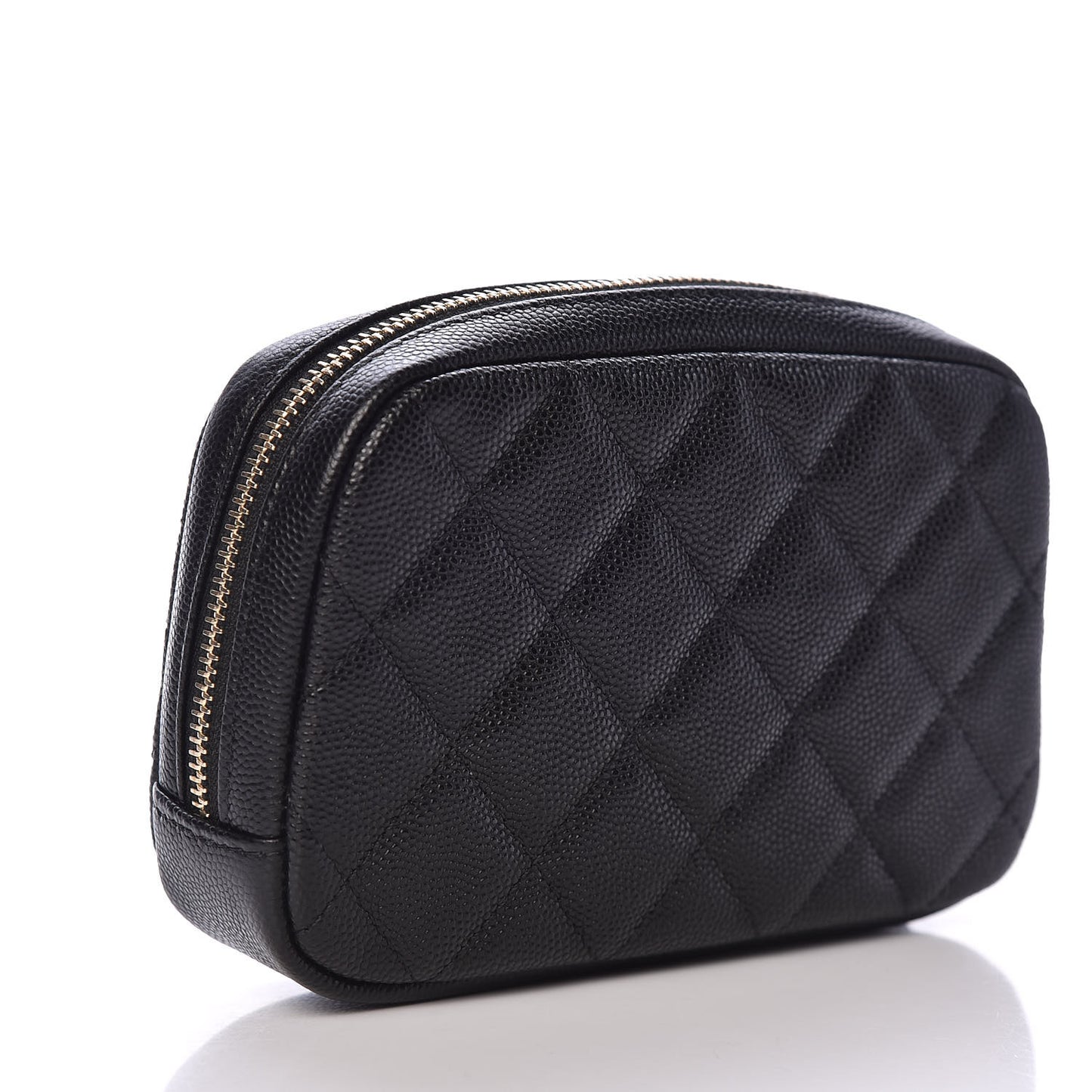 Caviar Quilted Small Curvy Pouch Cosmetic Case Black