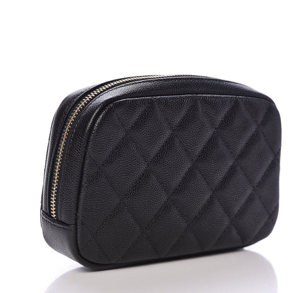 Chanel Caviar Quilted Small Curvy Pouch Cosmetic Case Black 3 of 8