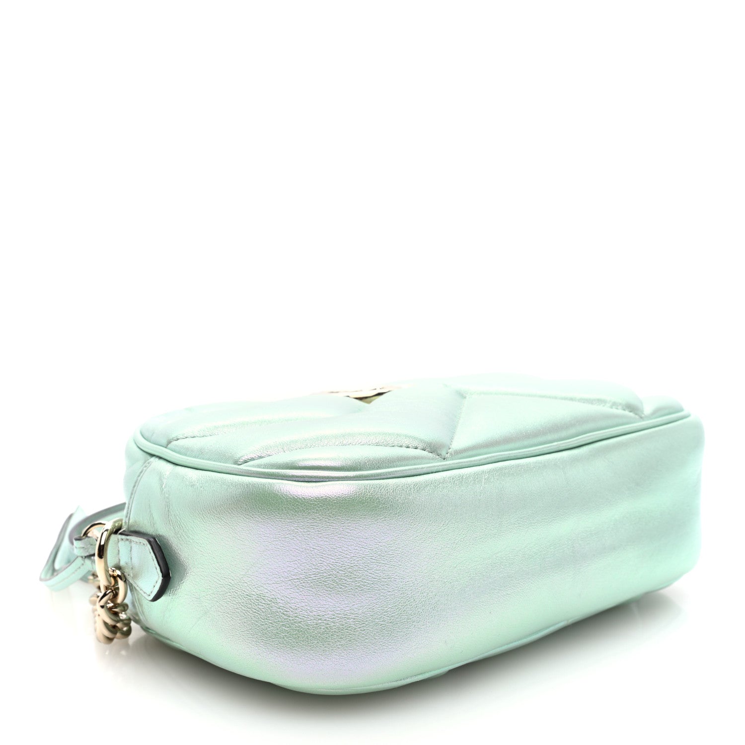 Gucci Iridescent Nappa Chevron Matelasse Small GG Marmont Chain Shoulder Bag Iridescent Salvy Green 4 of 10