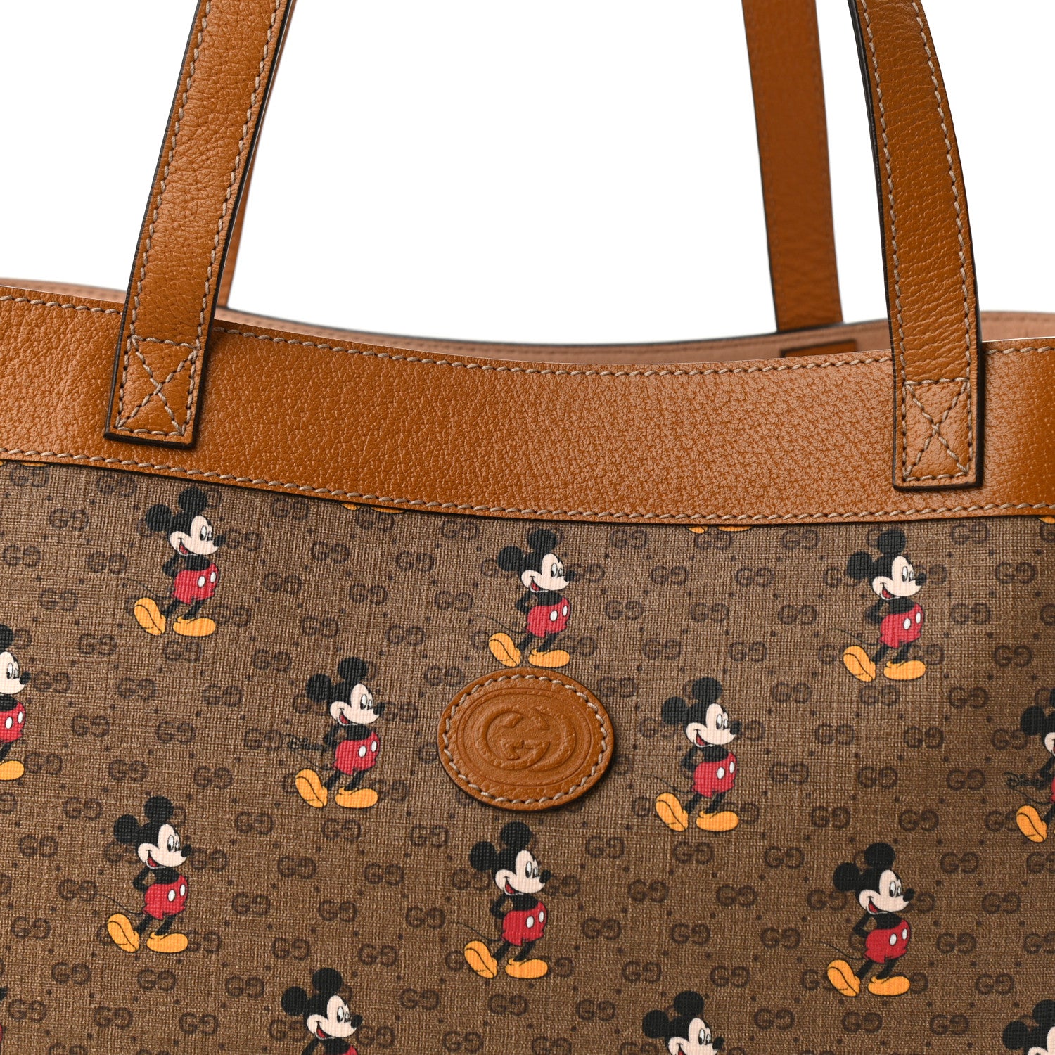 Gucci X DISNEY Mini Vintage GG Supreme Monogram Mickey Mouse Large Shopping Tote Beige Vintage Sun Oil 9 of 11