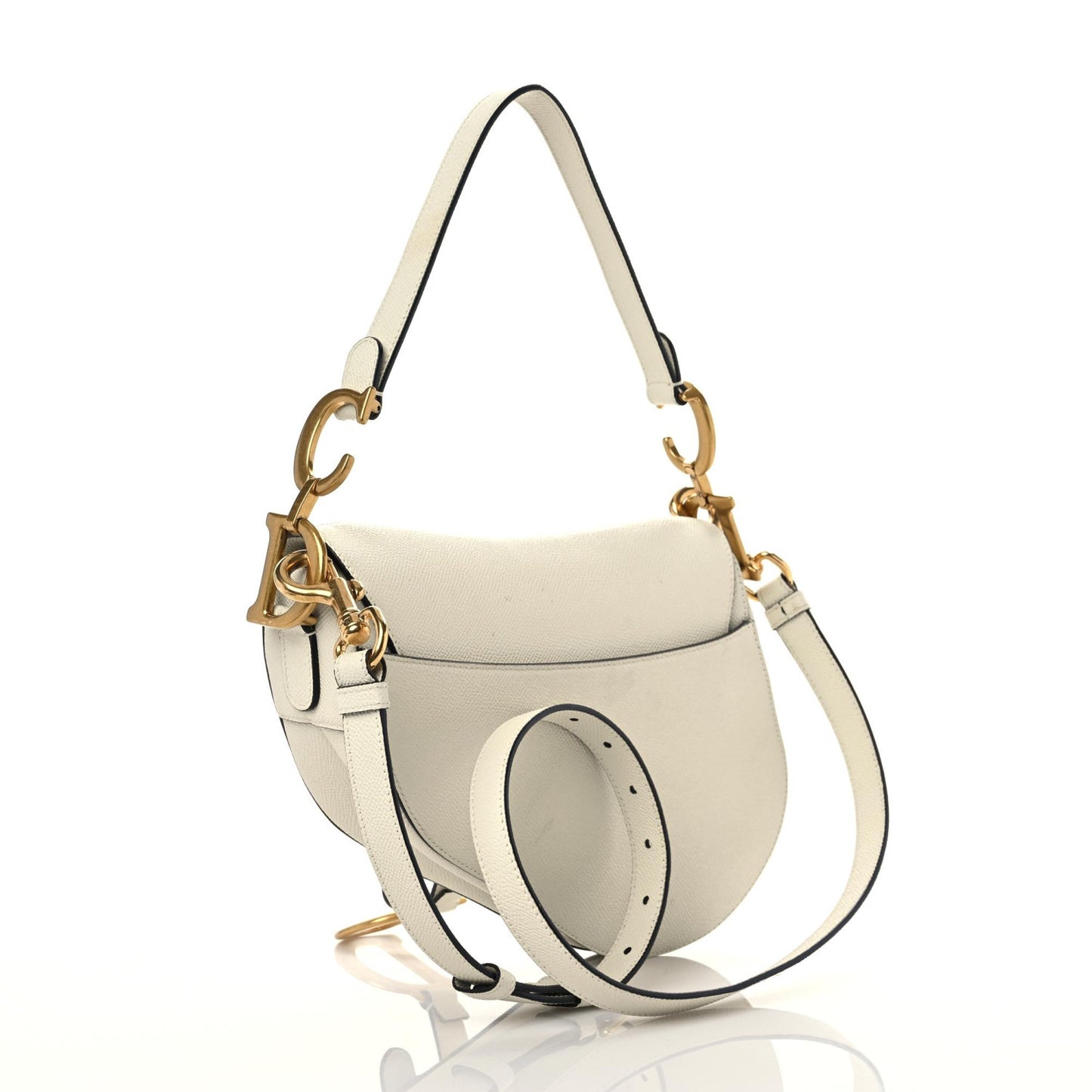 Grained Calfskin Saddle Bag With Strap Latte