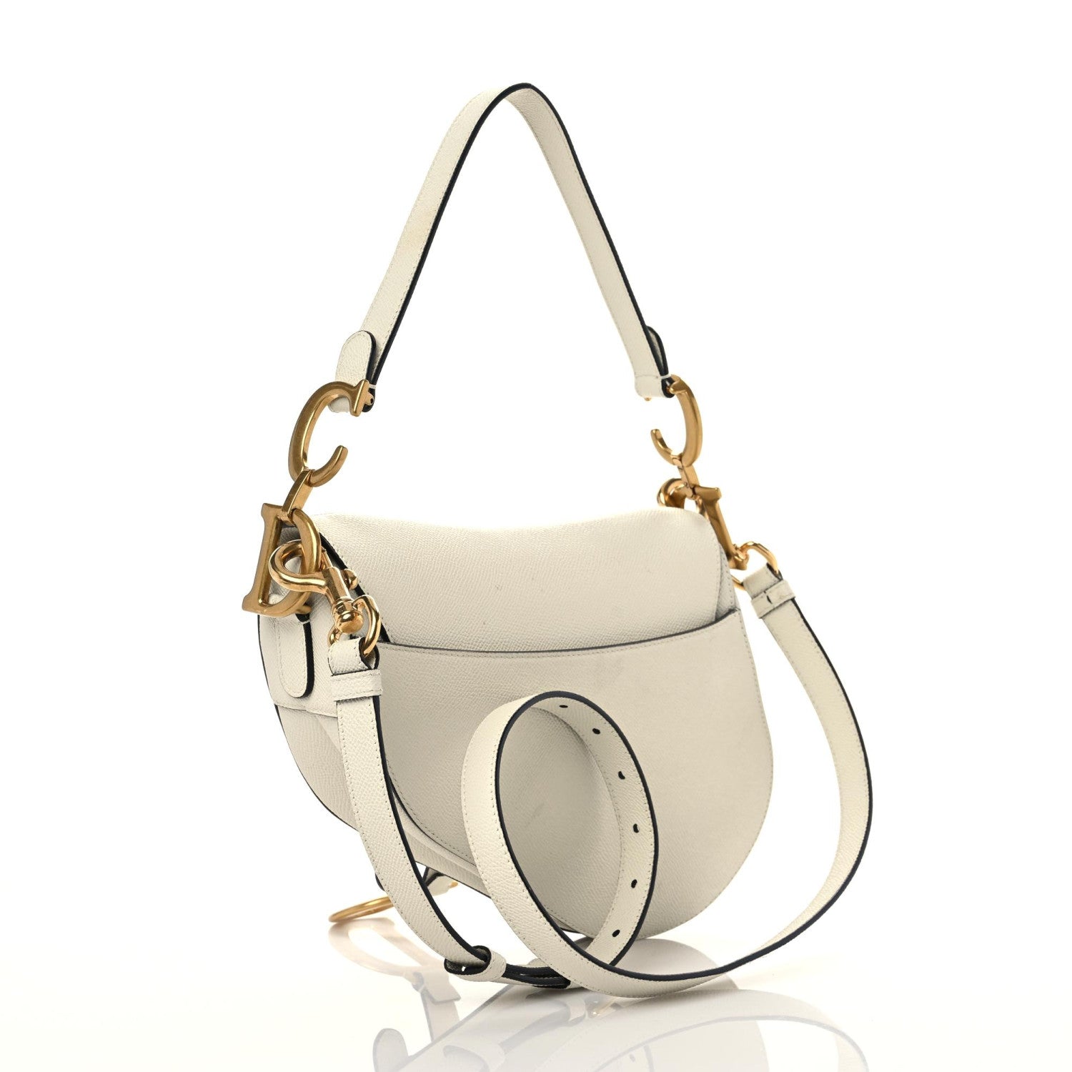 Christian Dior Grained Calfskin Saddle Bag With Strap Latte 3 of 18