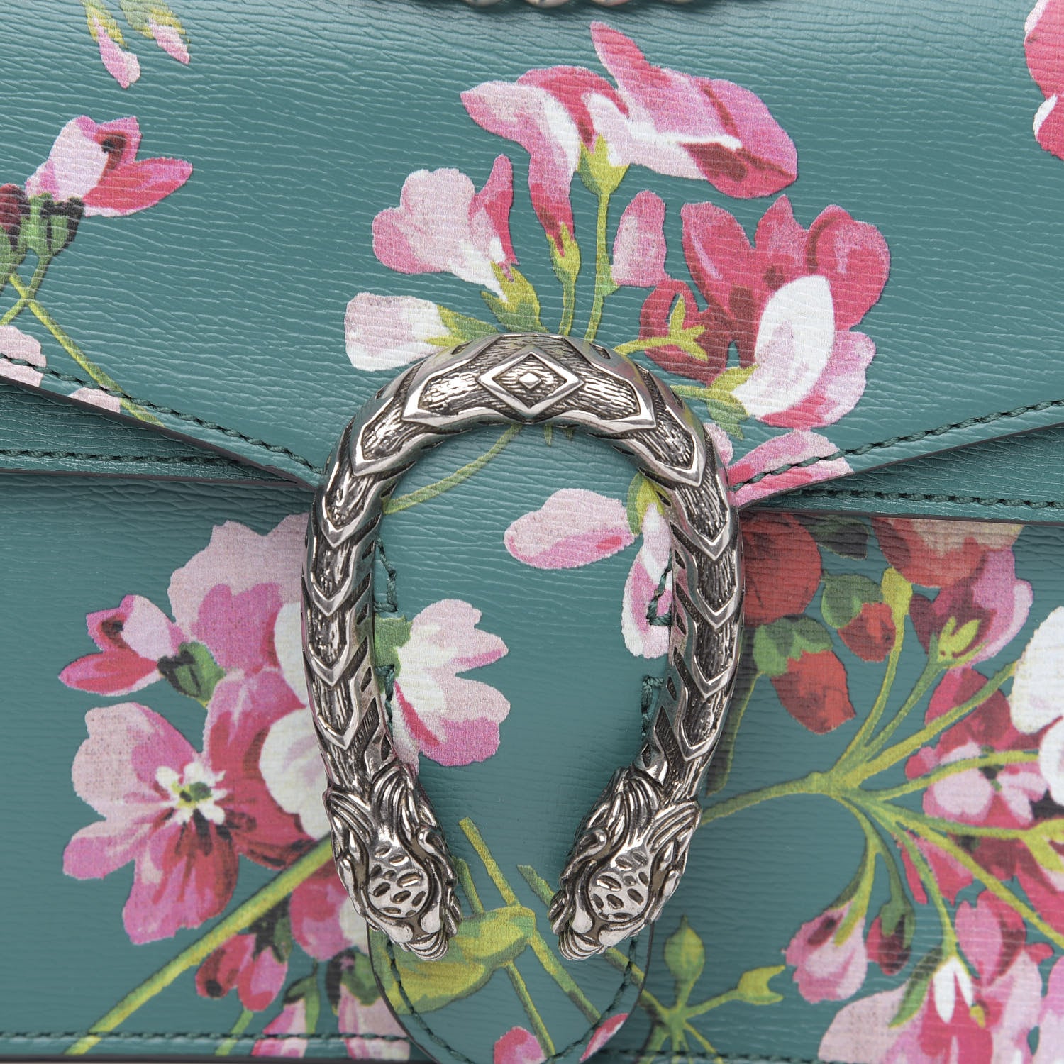 Gucci Calfskin Blooms Print Small Dionysus Shoulder Bag Bright Emerald Multicolor 8 of 11