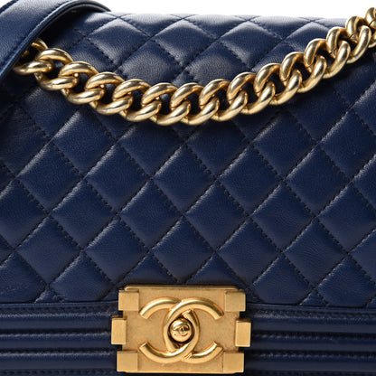 Chanel Lambskin Quilted Medium Boy Flap Dark Navy 12 of 12
