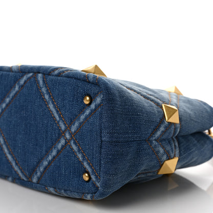 Valentino Garavani Denim Small Roman Stud The Handle Bag Light Denim Selleria 8 of 8