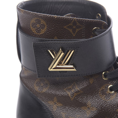 Louis Vuitton Calfskin Monogram Wonderland Flat Ranger Boots 40 Black 7 of 10