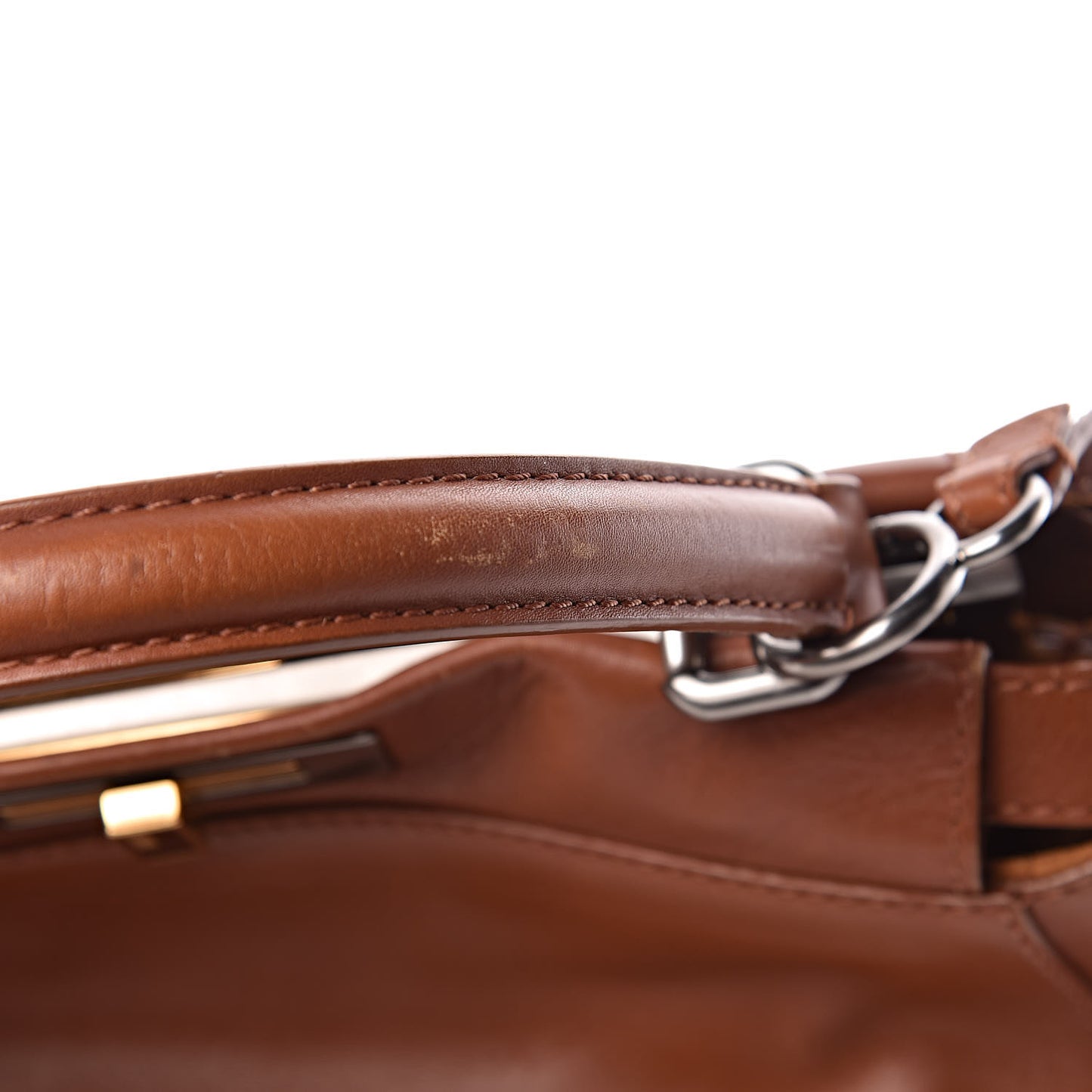 Vitello Suede Medium Peekaboo Iconic Satchel Cuoio Rame Moro