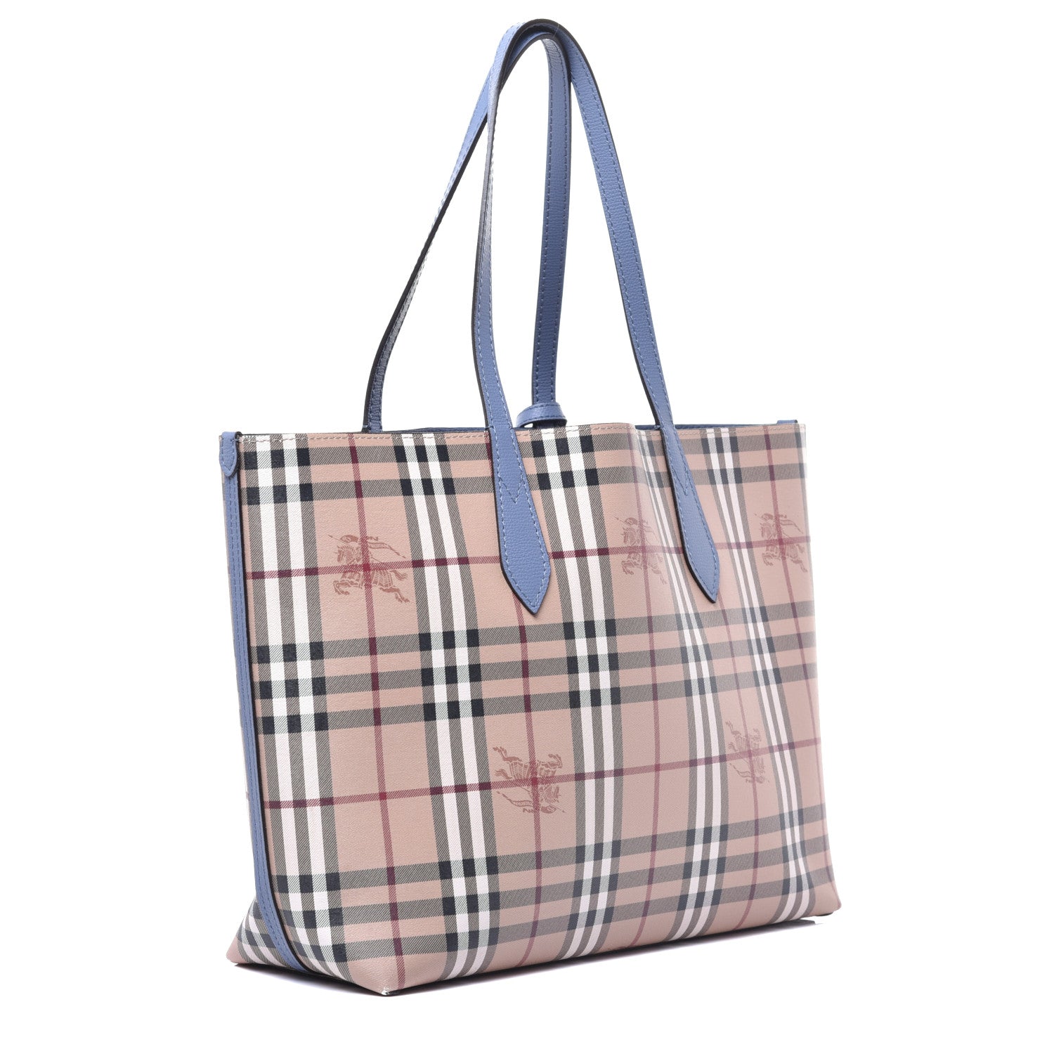 Burberry Calfskin Haymarket Check Medium Reversible Tote Blue 4 of 15