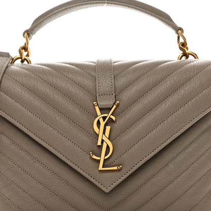 Saint Laurent Sheepskin Matelasse Chevron Monogram Medium College Bag Greyish Brown 5 of 11