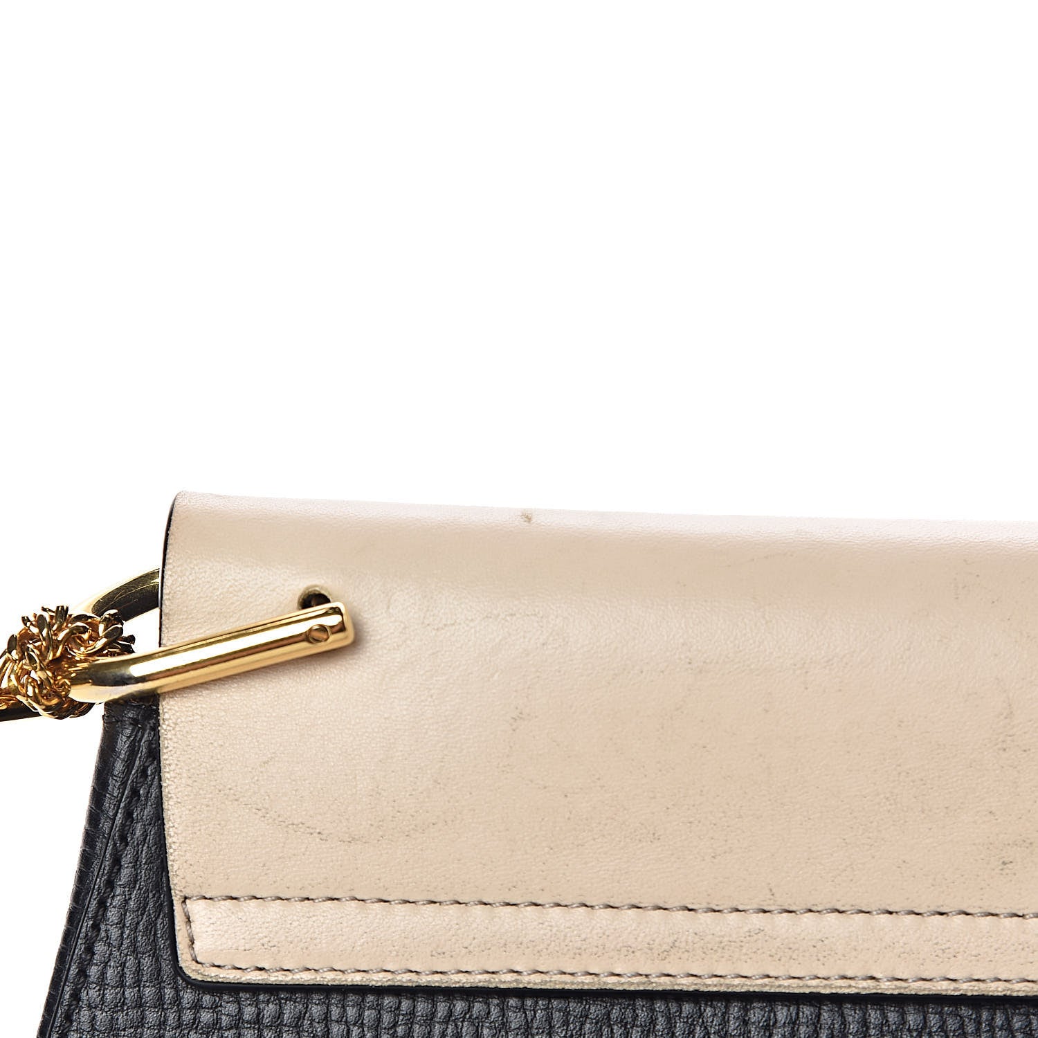 Chloe Grained Calfskin Lambskin Bi-Color Drew Shoulder Bag Black Powder Beige 13 of 18