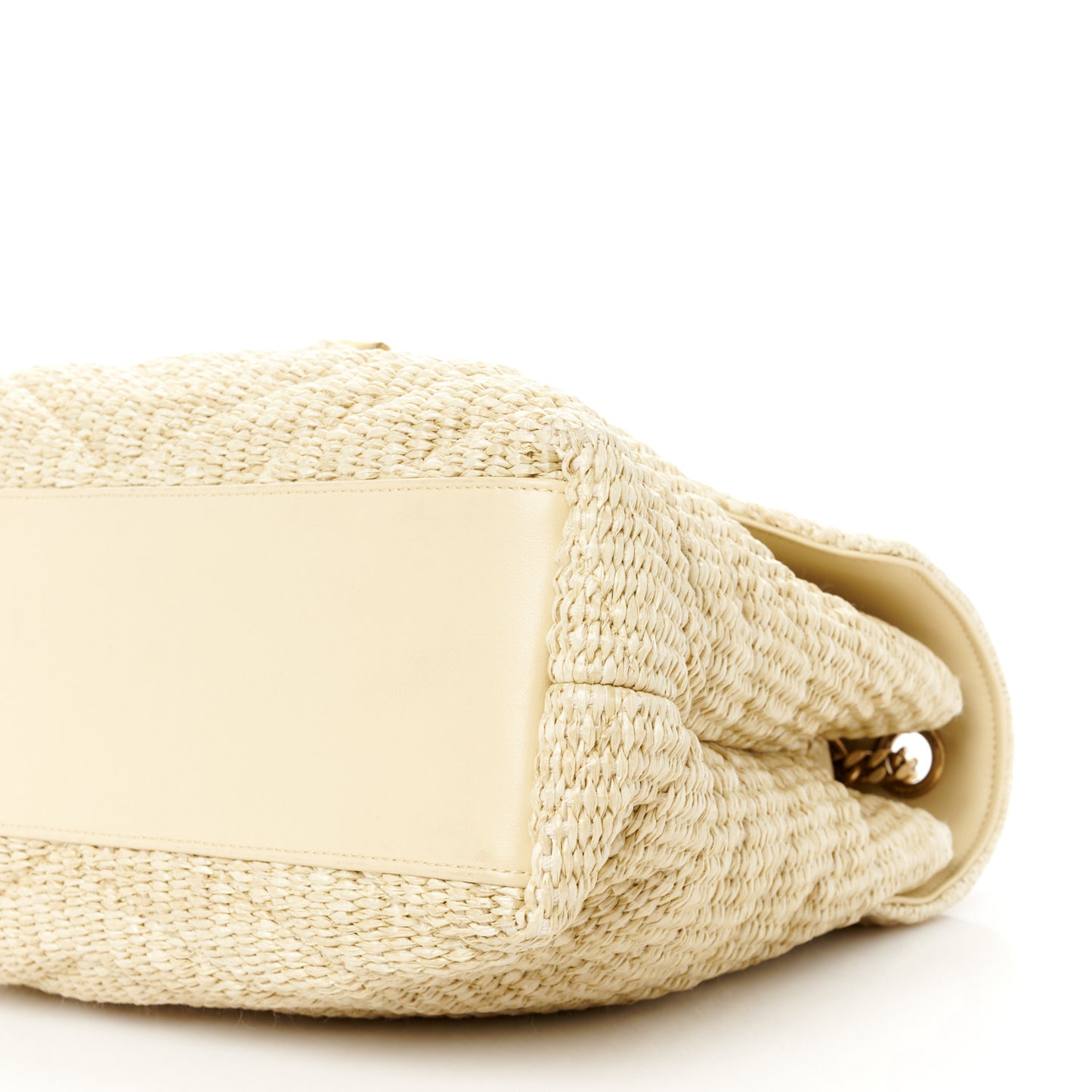 Raffia Quilted Medium Loulou Chain Satchel Natural