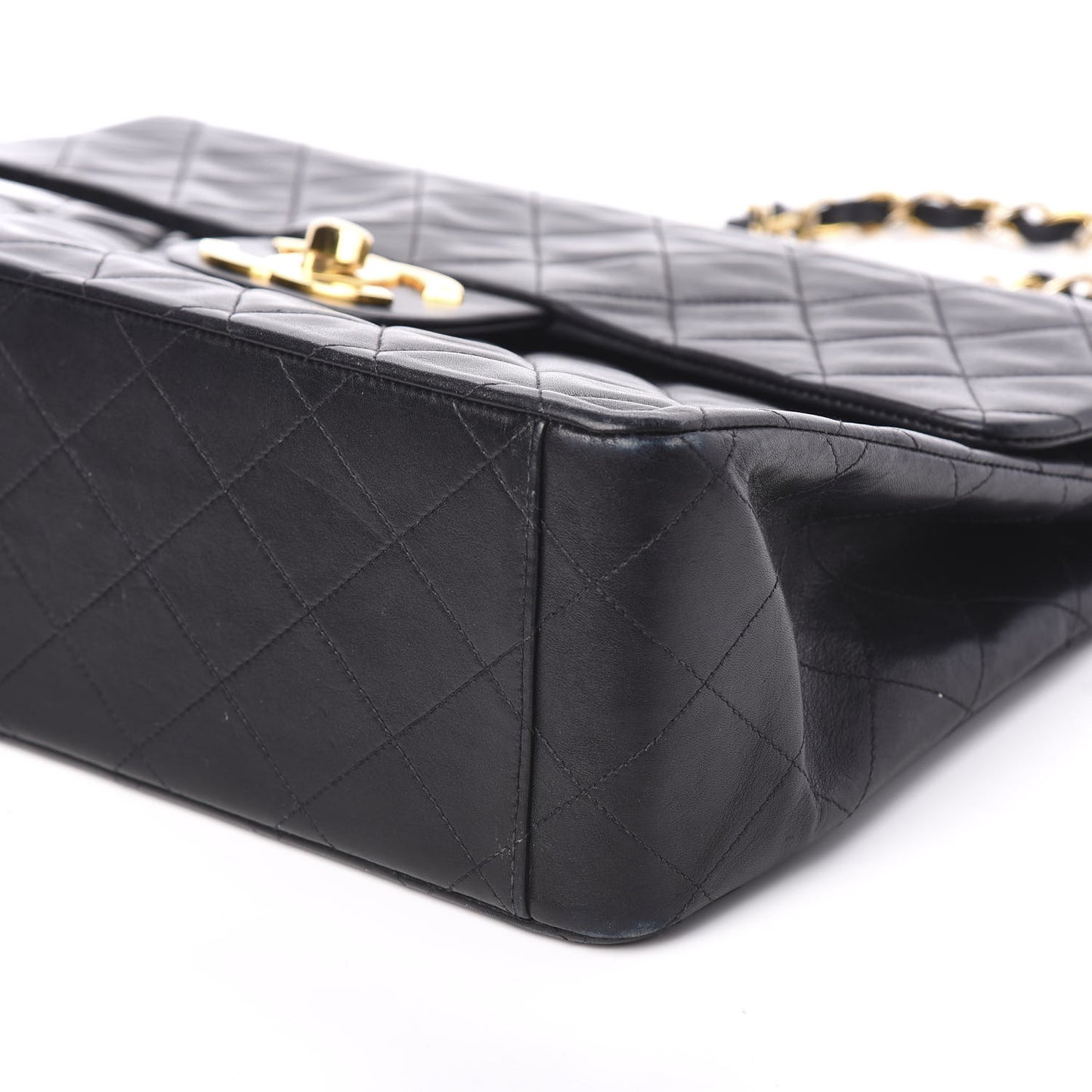 Lambskin Quilted XL Jumbo Single Flap Black
