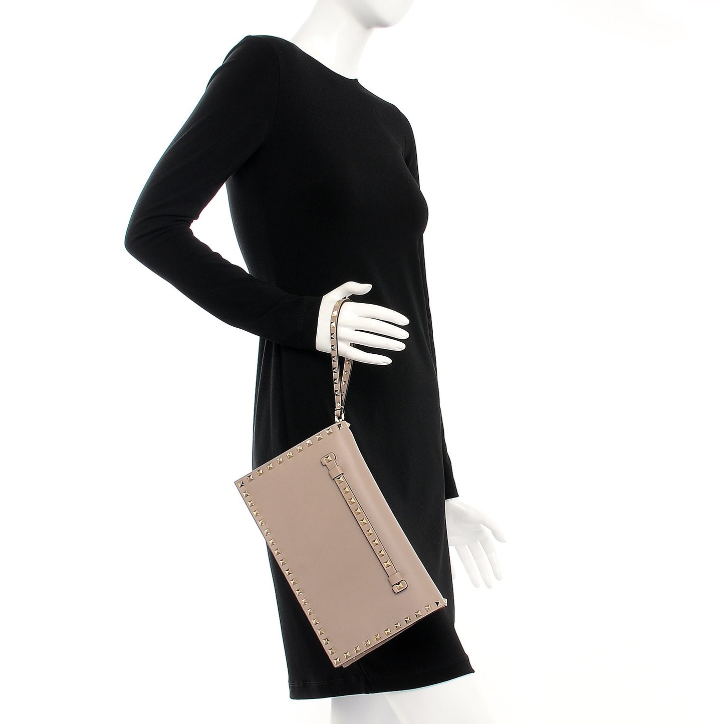 Nappa Rockstud Wristlet Clutch Poudre