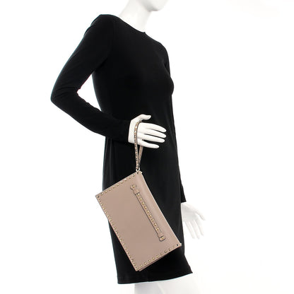 Valentino Garavani Nappa Rockstud Wristlet Clutch Poudre 2 of 8