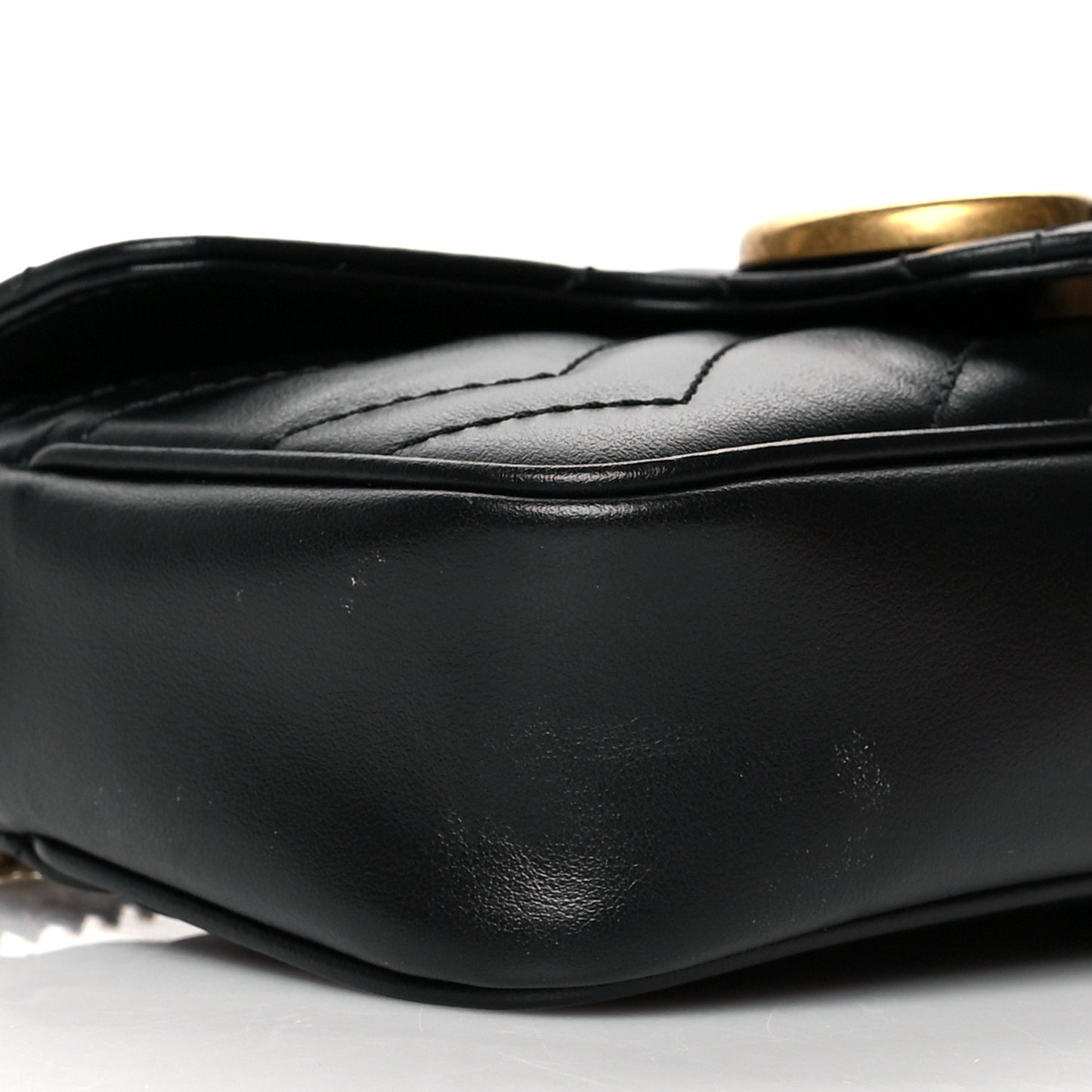 Calfskin Matelasse Super Mini GG Marmont Shoulder Bag Black