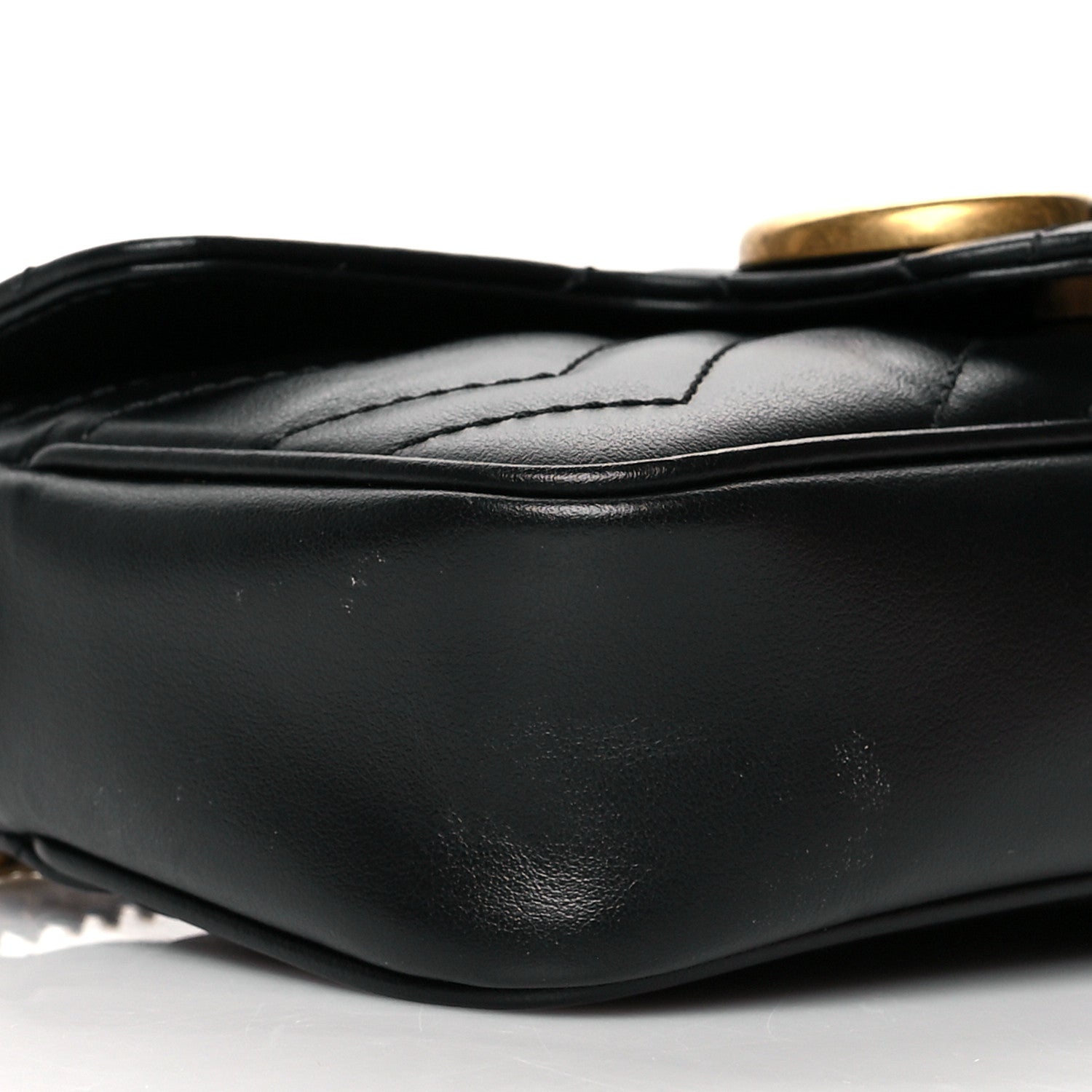 Gucci Calfskin Matelasse Super Mini GG Marmont Shoulder Bag Black 9 of 10