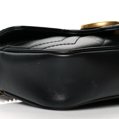 Gucci Calfskin Matelasse Super Mini GG Marmont Shoulder Bag Black 9 of 10