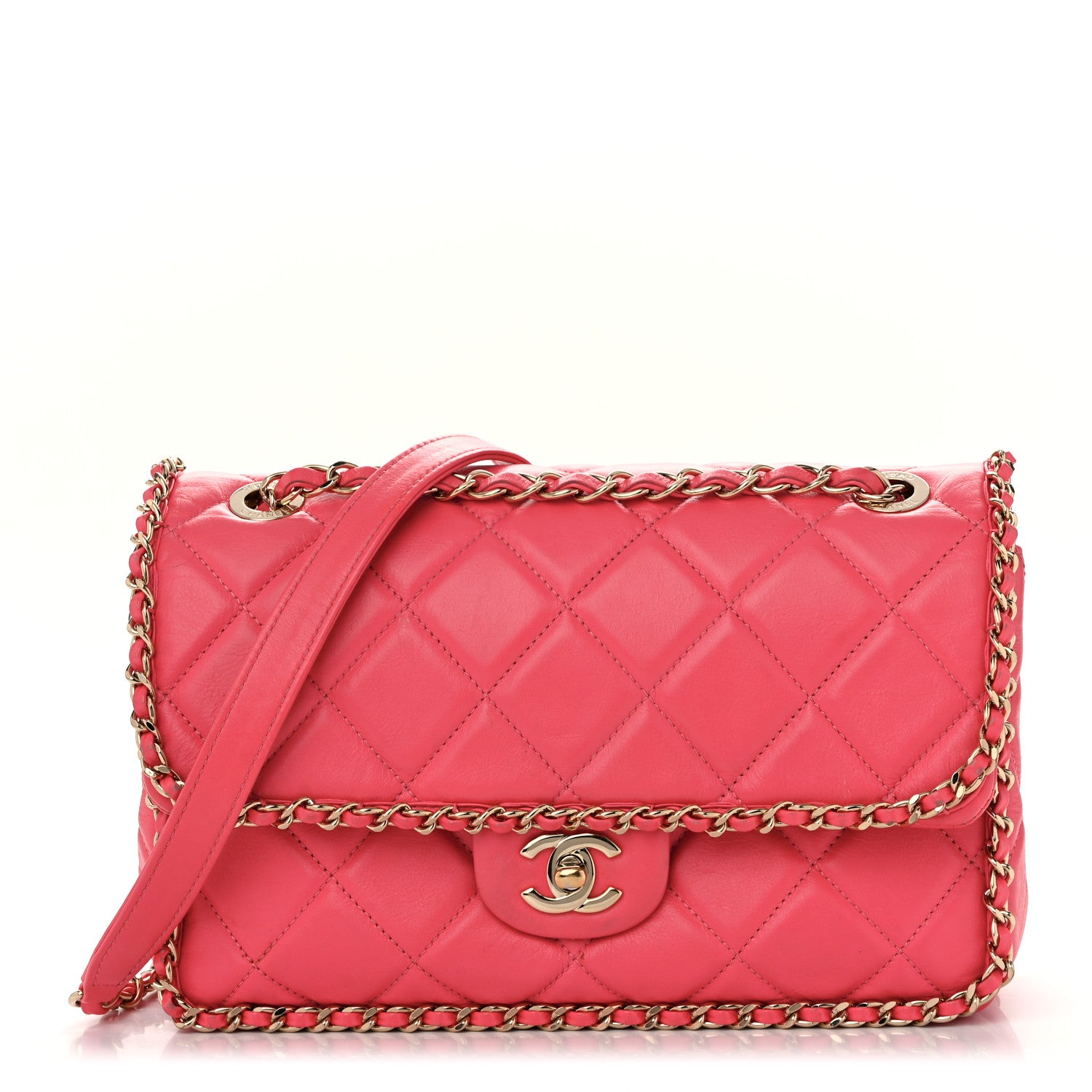 Chanel Crumpled Calfskin Medium Chain All Over Flap Pink 1 of 12