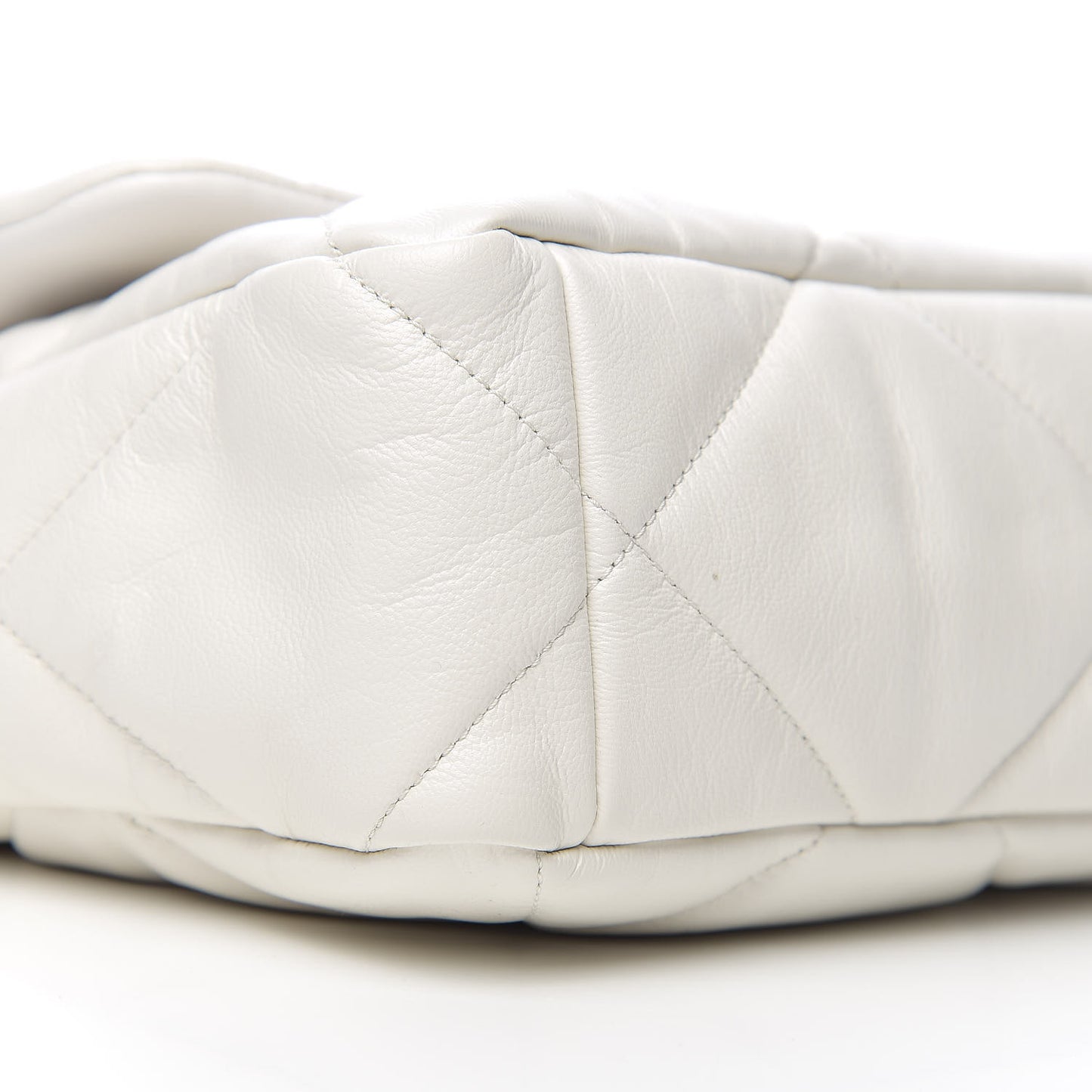Goatskin Quilted Large 19 Flap White