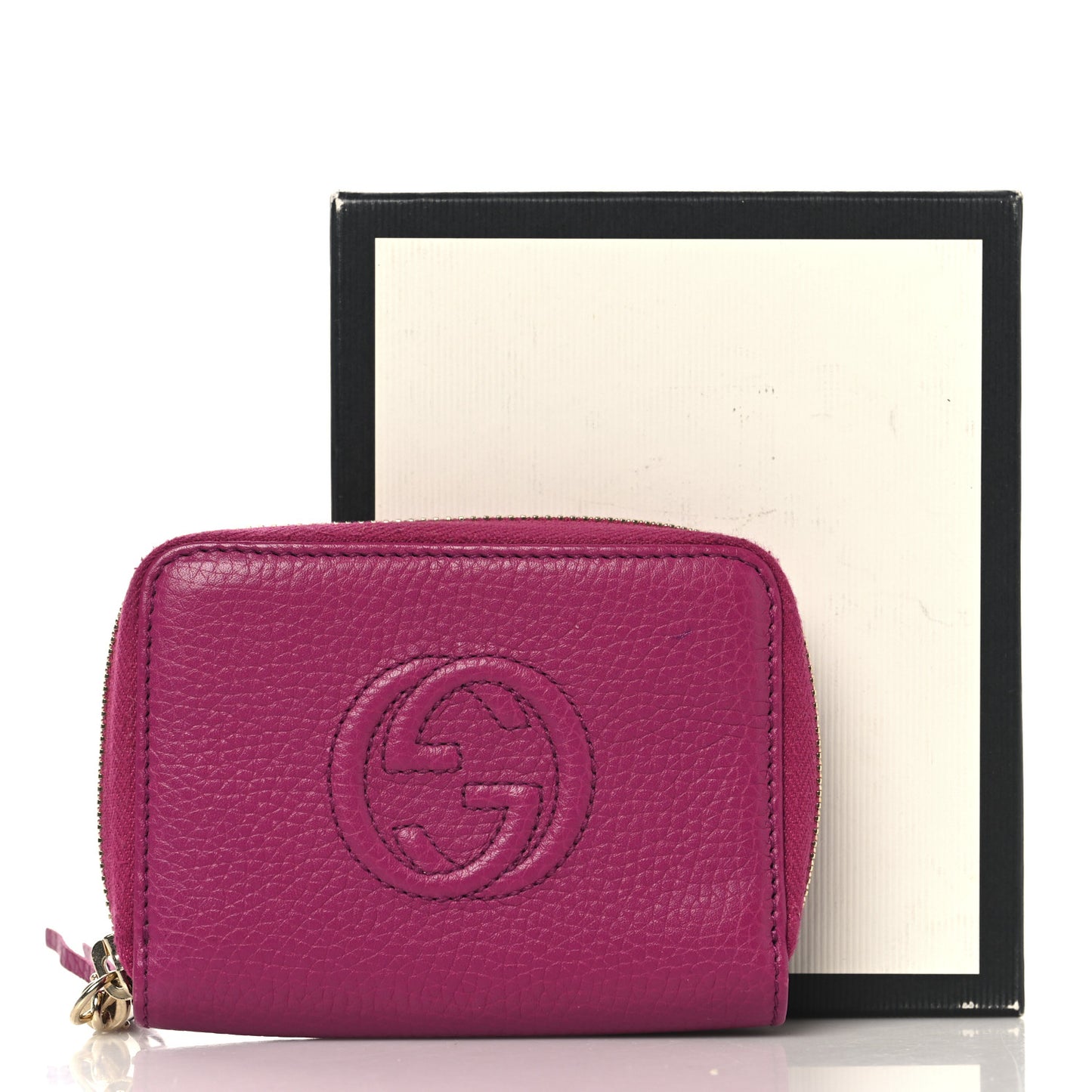 Pebbled Calfskin Soho Compact Disco Zip Around Wallet Bright Bougainvillea